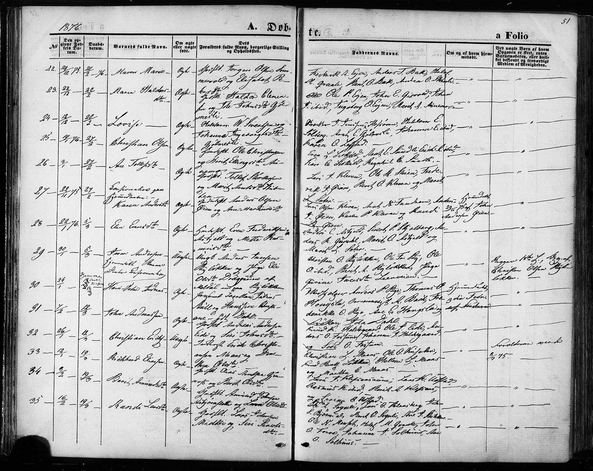 Ministerialprotokoller, klokkerbøker og fødselsregistre - Sør-Trøndelag, SAT/A-1456/668/L0807: Parish register (official) no. 668A07, 1870-1880, p. 51