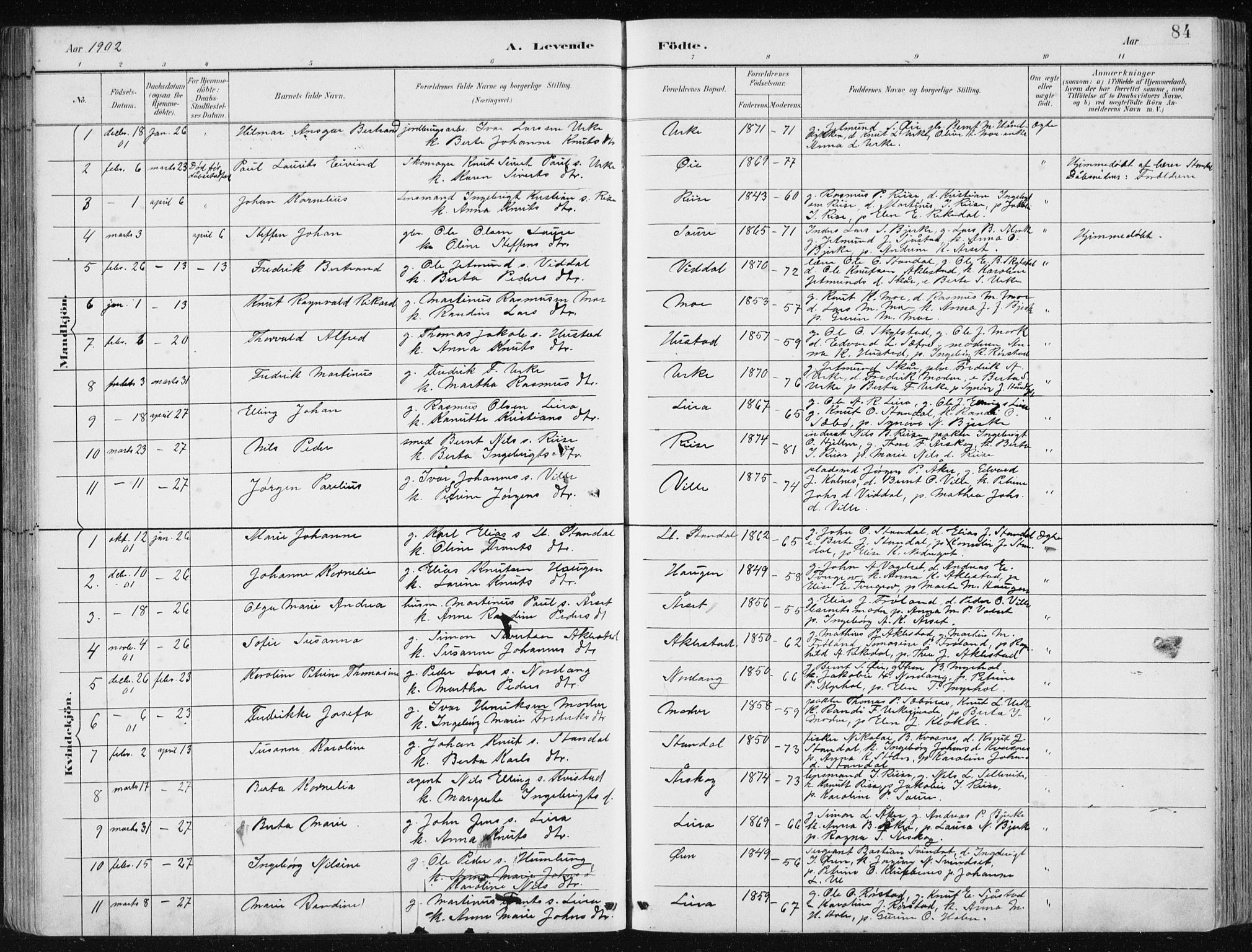 Ministerialprotokoller, klokkerbøker og fødselsregistre - Møre og Romsdal, AV/SAT-A-1454/515/L0215: Parish register (copy) no. 515C02, 1884-1906, p. 84