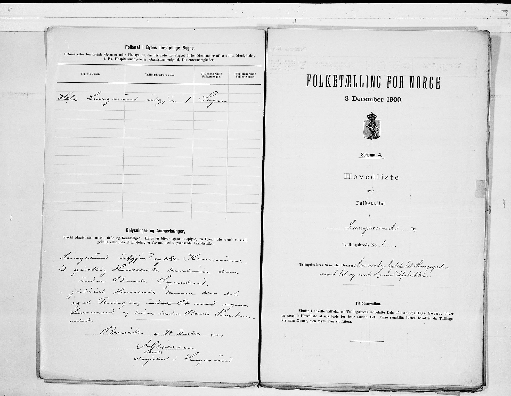 SAKO, 1900 census for Langesund, 1900, p. 4