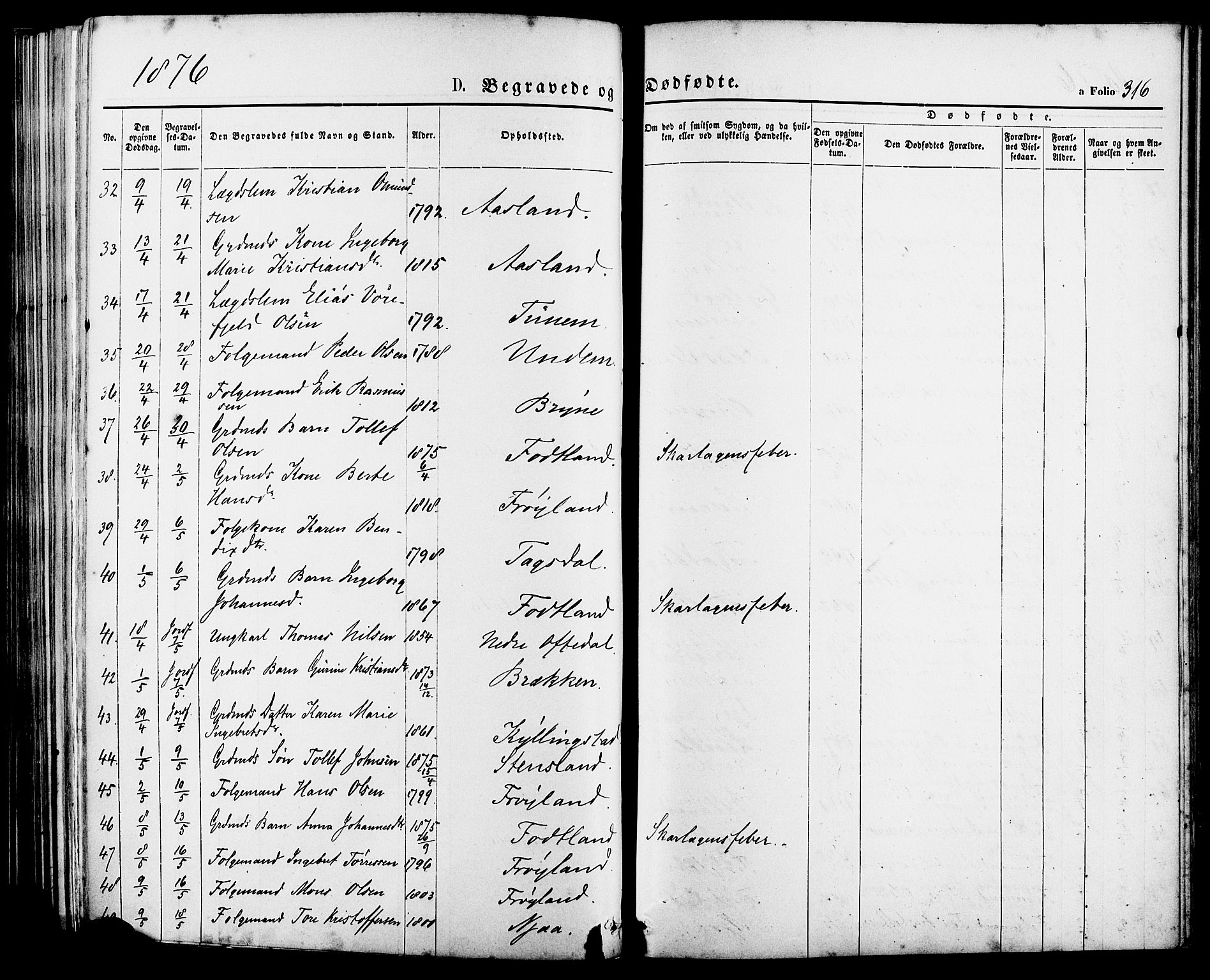 Lye sokneprestkontor, AV/SAST-A-101794/001/30BA/L0008: Parish register (official) no. A 7, 1872-1881, p. 316