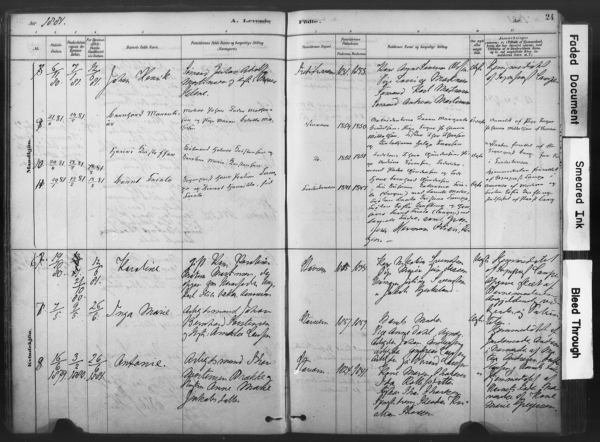Stavern kirkebøker, SAKO/A-318/F/Fa/L0008: Parish register (official) no. 8, 1878-1905, p. 24