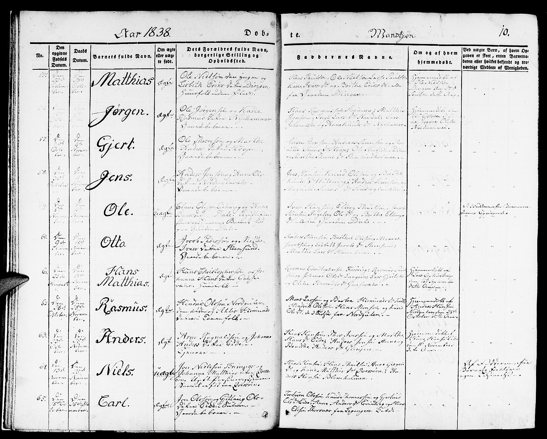 Gulen sokneprestembete, SAB/A-80201/H/Haa/Haaa/L0020: Parish register (official) no. A 20, 1837-1847, p. 10