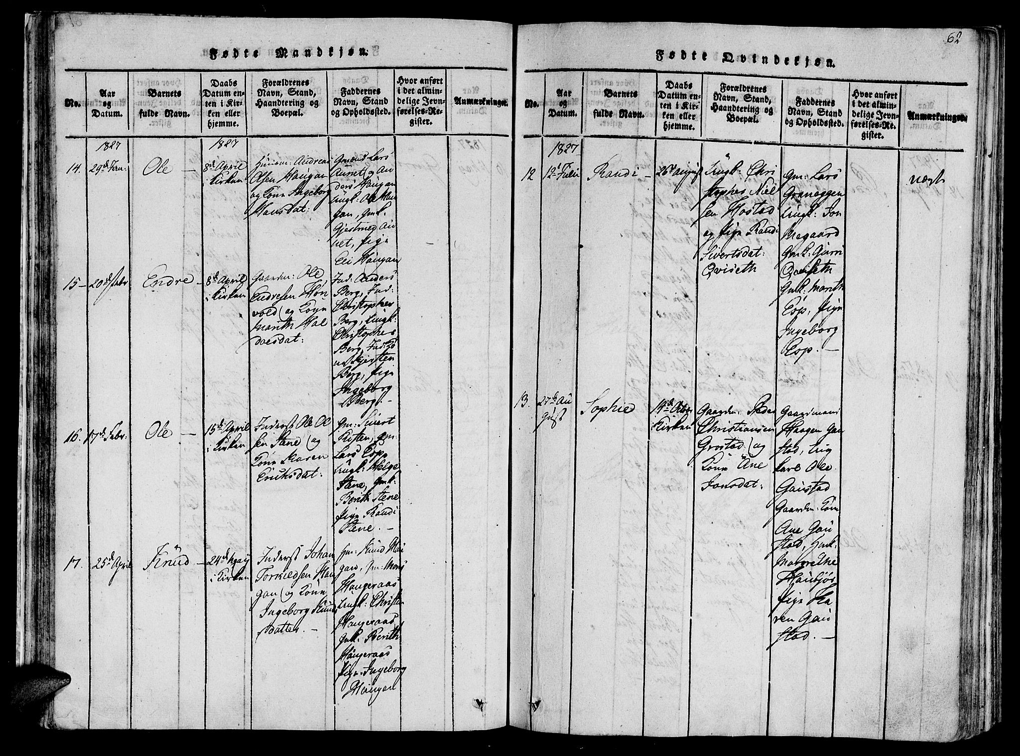 Ministerialprotokoller, klokkerbøker og fødselsregistre - Sør-Trøndelag, AV/SAT-A-1456/612/L0372: Parish register (official) no. 612A06 /1, 1816-1828, p. 62