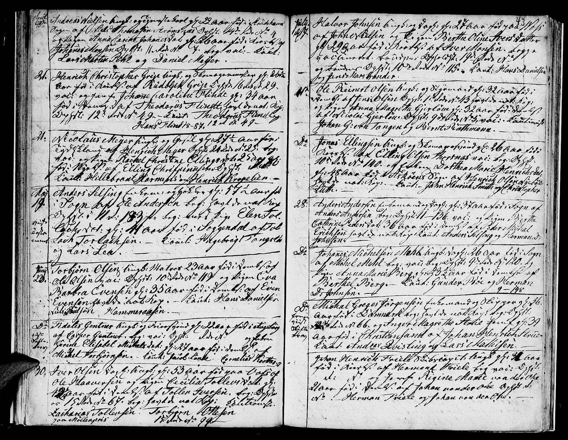 Domkirken sokneprestembete, AV/SAB-A-74801/H/Hab/L0003: Parish register (copy) no. A 3, 1820-1853, p. 43