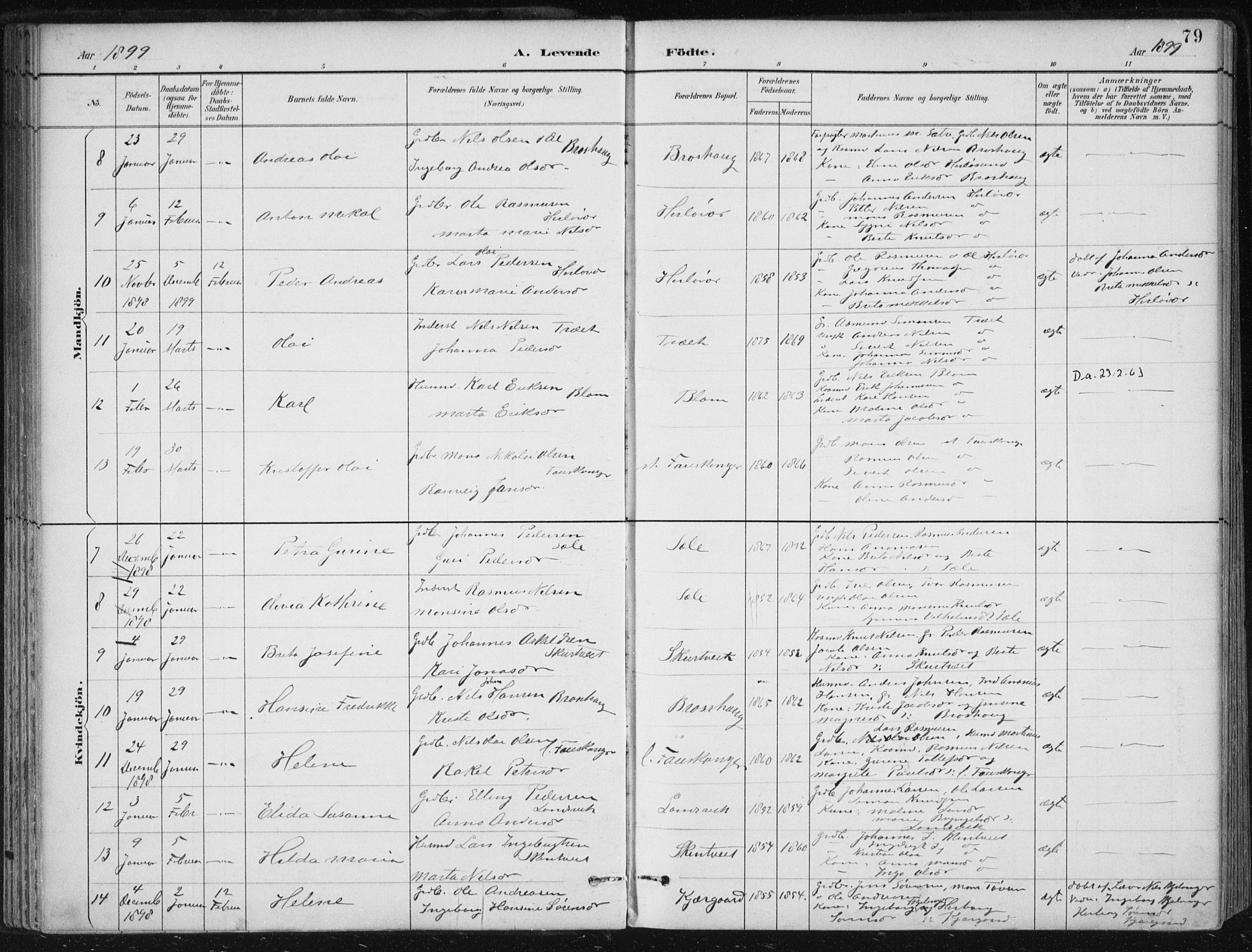 Herdla Sokneprestembete, SAB/A-75701/H/Haa: Parish register (official) no. A 4, 1891-1905, p. 79