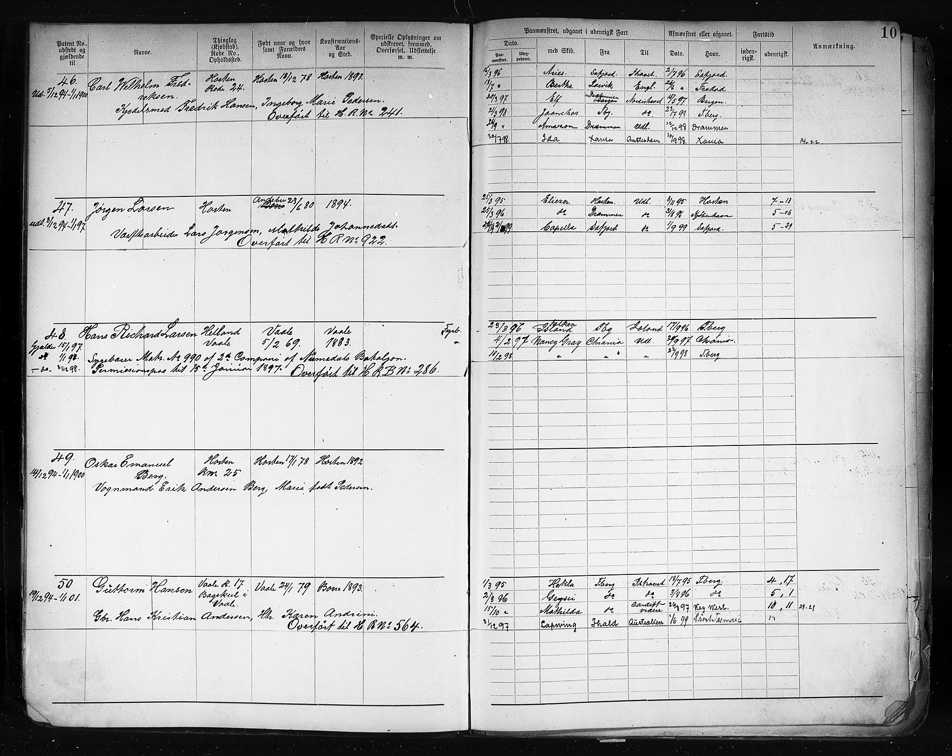 Horten innrulleringskontor, AV/SAKO-A-785/F/Fb/L0004: Annotasjonsrulle, 1889-1911, p. 12