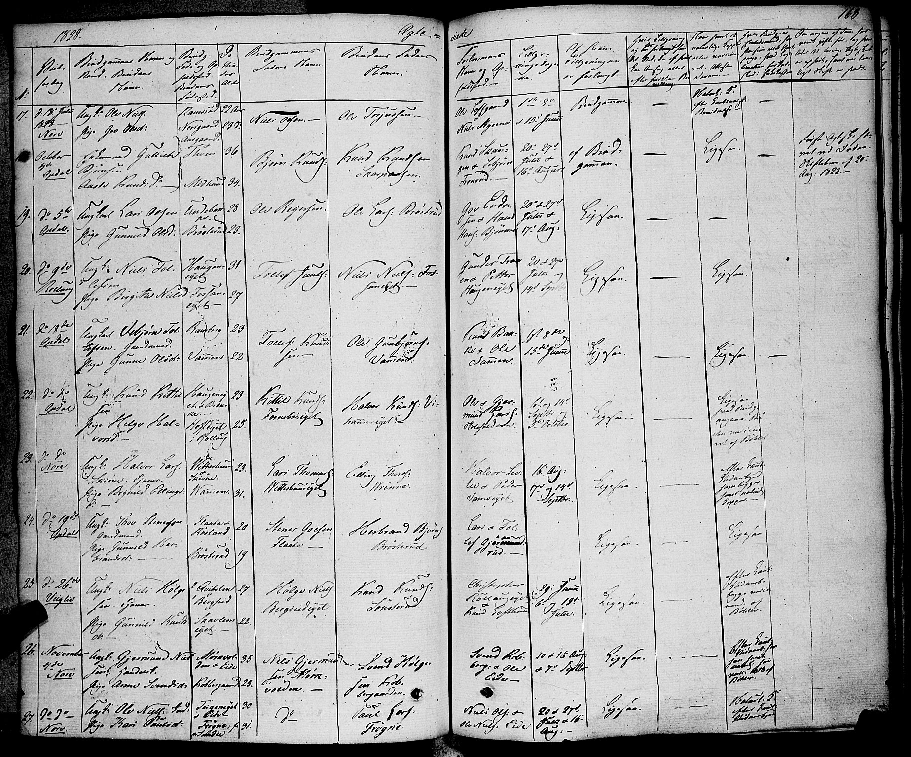 Rollag kirkebøker, SAKO/A-240/F/Fa/L0007: Parish register (official) no. I 7, 1828-1847, p. 168