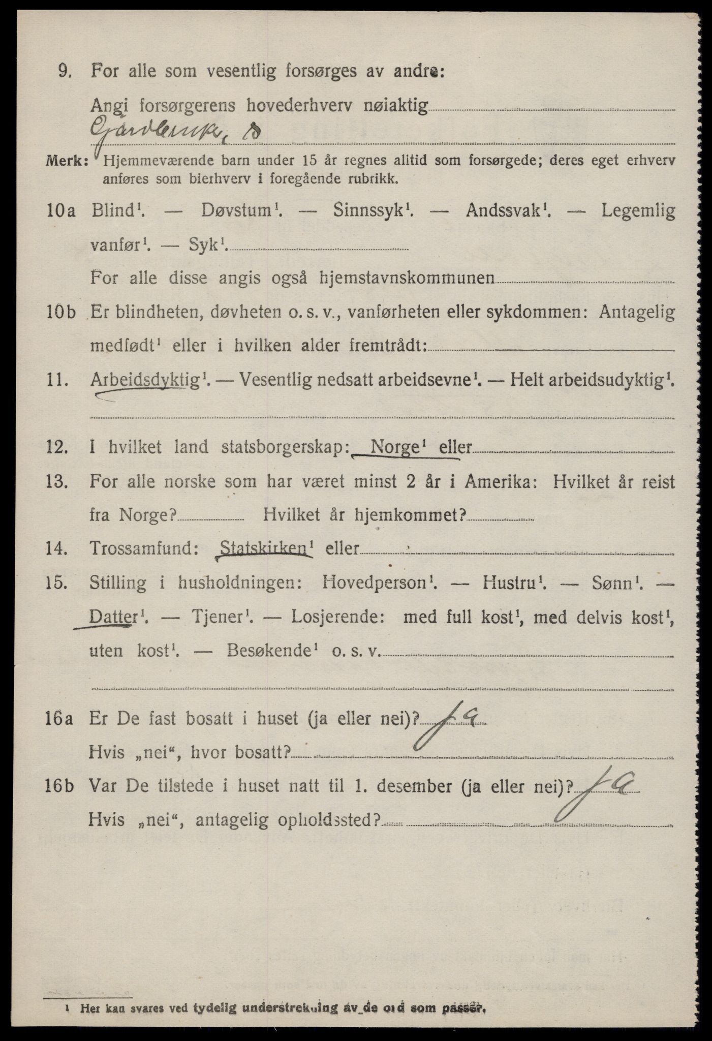 SAT, 1920 census for Tingvoll, 1920, p. 5089