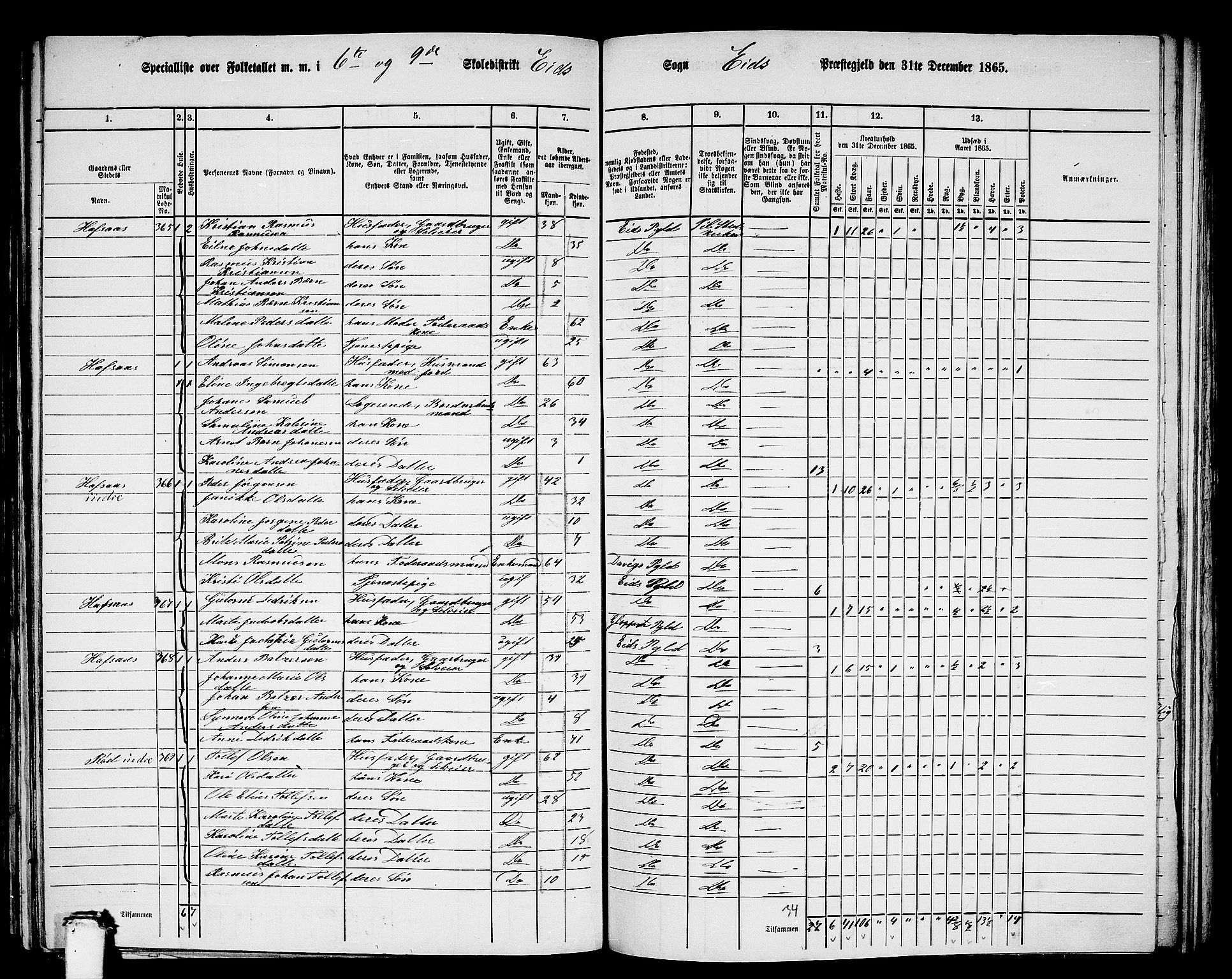 RA, 1865 census for Eid, 1865, p. 149