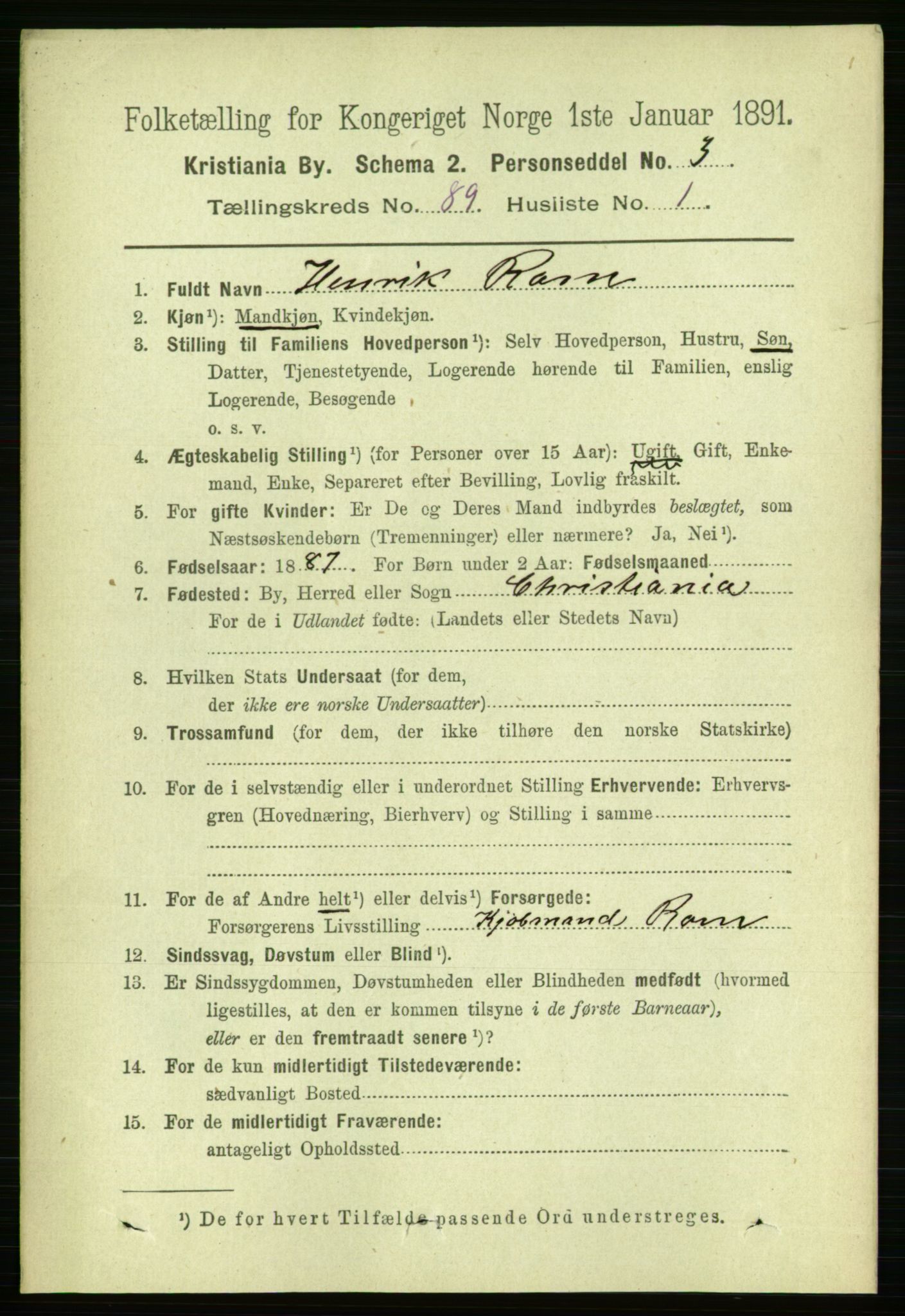 RA, 1891 census for 0301 Kristiania, 1891, p. 43901