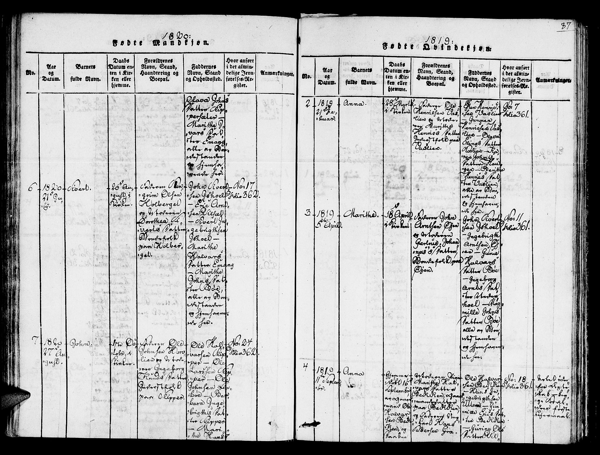 Ministerialprotokoller, klokkerbøker og fødselsregistre - Sør-Trøndelag, SAT/A-1456/678/L0896: Parish register (official) no. 678A05 /2, 1816-1821, p. 87