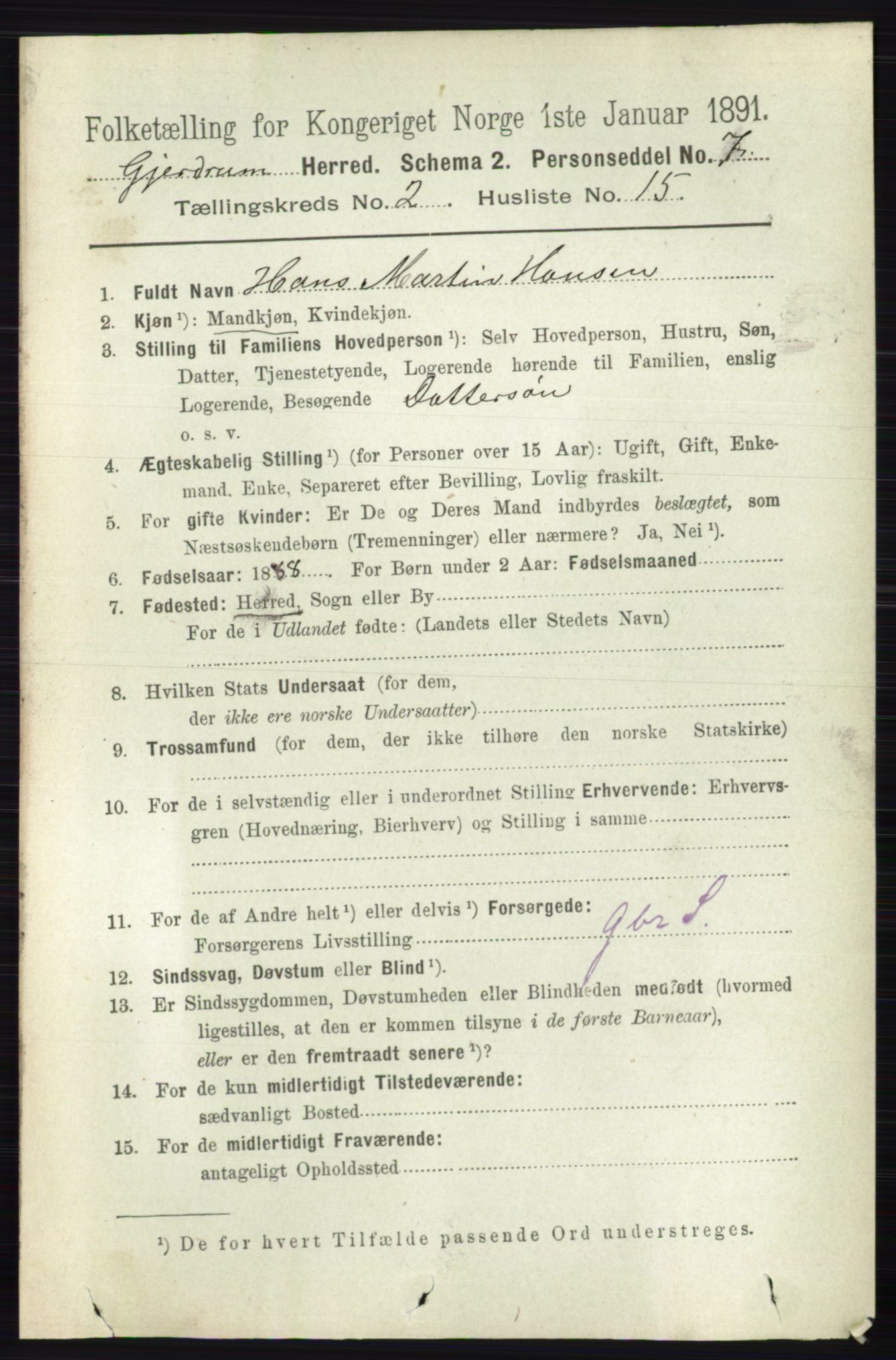 RA, 1891 census for 0234 Gjerdrum, 1891, p. 680
