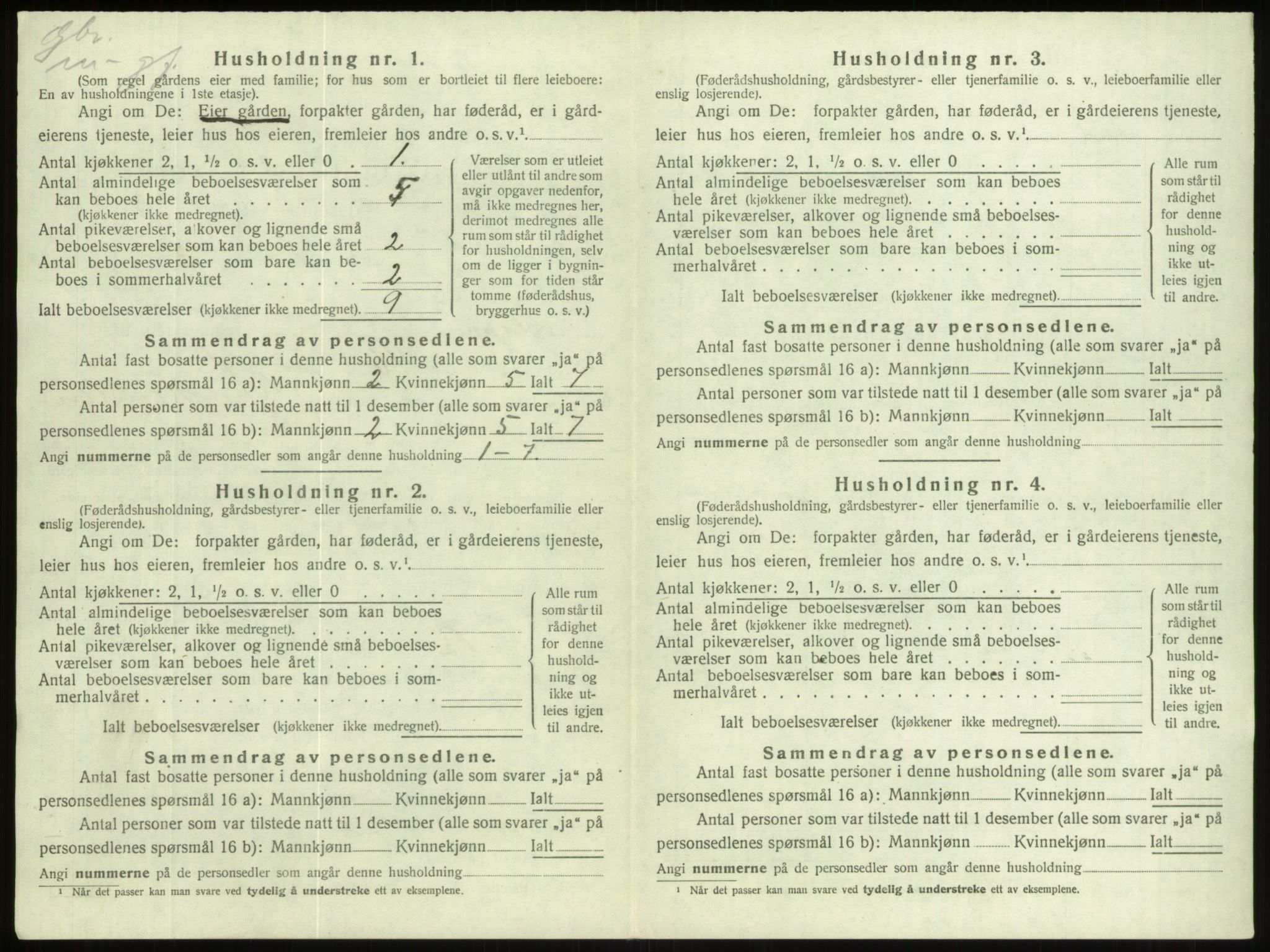 SAB, 1920 census for Gloppen, 1920, p. 616