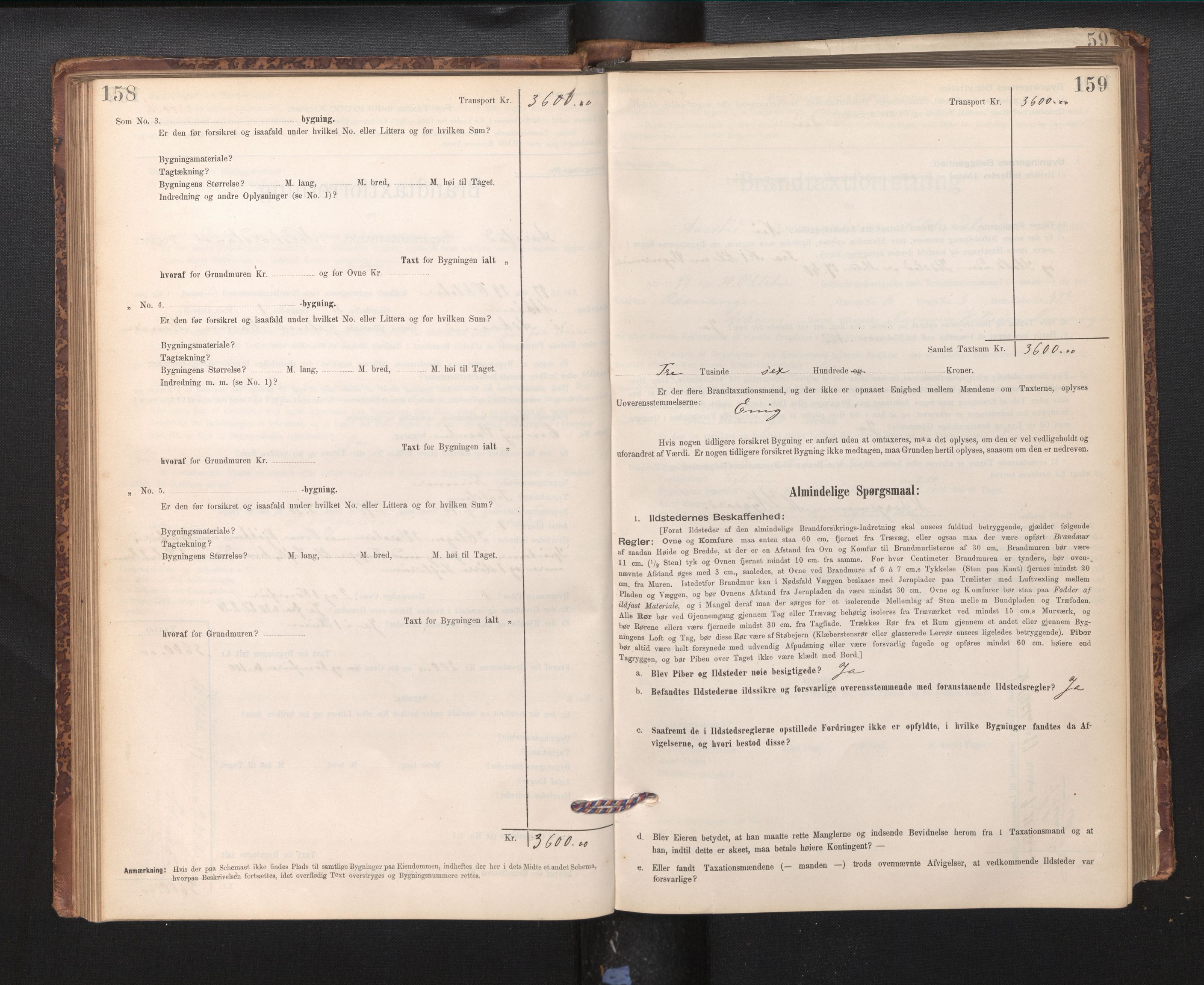 Lensmannen i Årstad, AV/SAB-A-36201/0012/L0011: Branntakstprotokoll,skjematakst, 1895-1901, p. 158-159