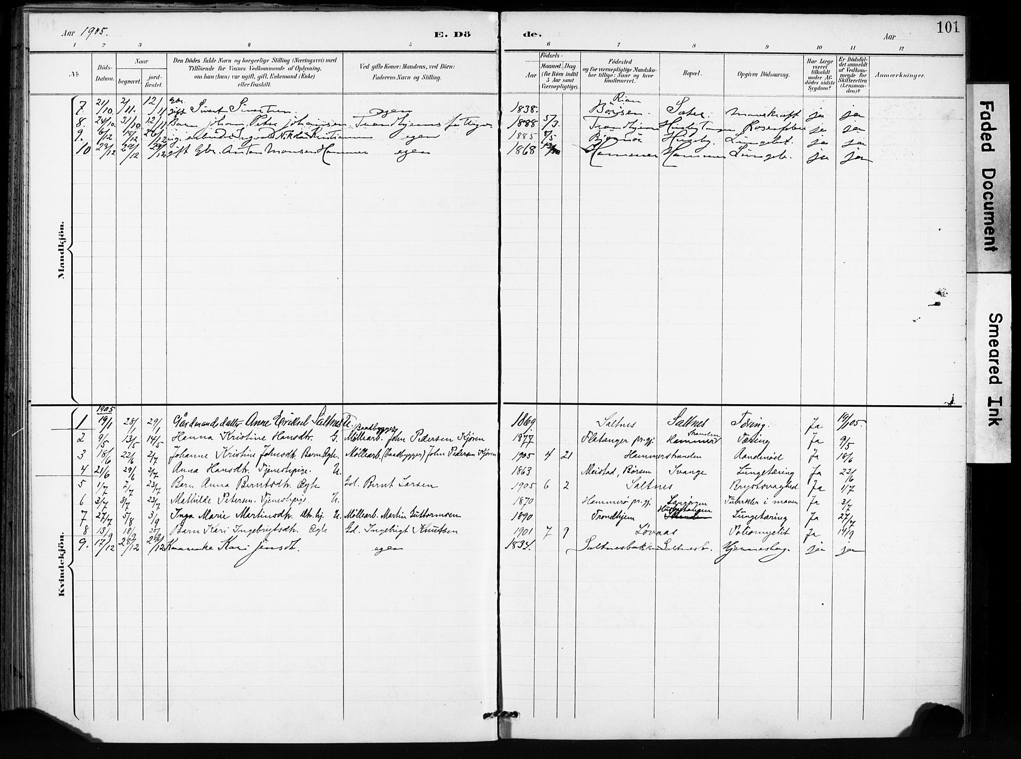 Ministerialprotokoller, klokkerbøker og fødselsregistre - Sør-Trøndelag, AV/SAT-A-1456/666/L0787: Parish register (official) no. 666A05, 1895-1908, p. 101