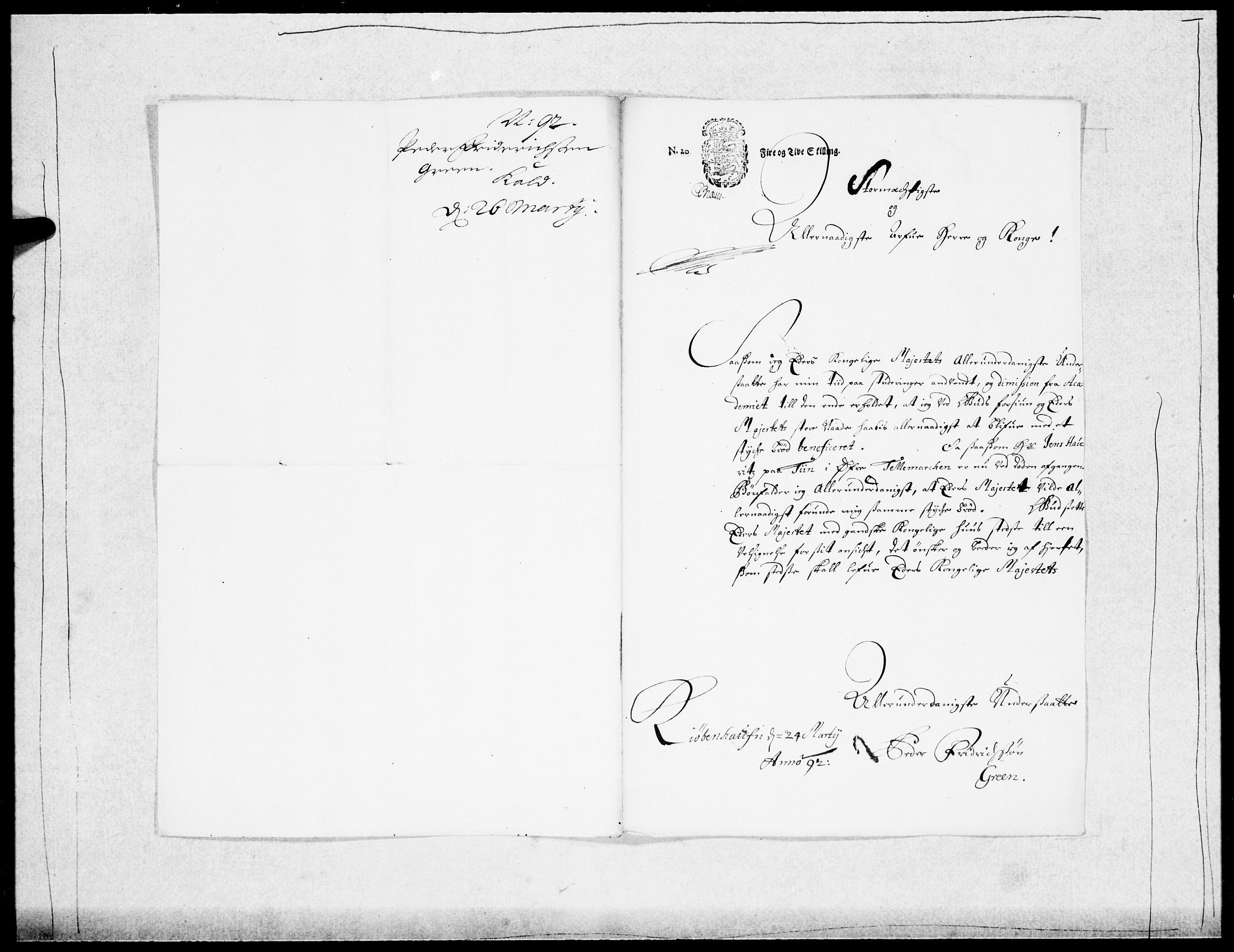 Danske Kanselli 1572-1799, AV/RA-EA-3023/F/Fc/Fcc/Fcca/L0045: Norske innlegg 1572-1799, 1691-1693, p. 110