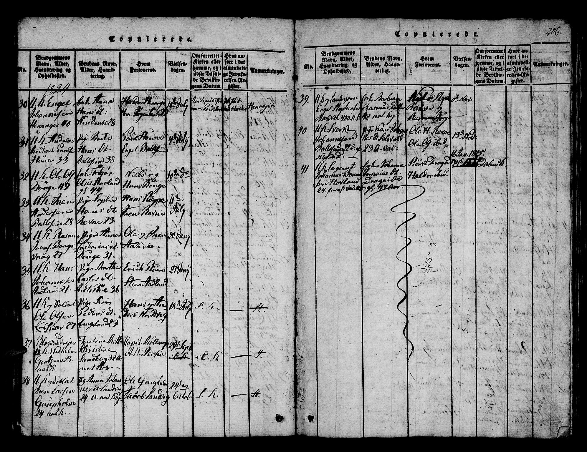 Os sokneprestembete, SAB/A-99929: Parish register (official) no. A 12, 1816-1825, p. 206