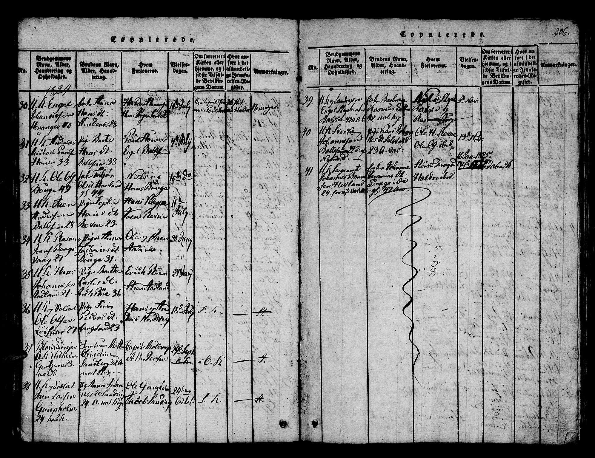 Os sokneprestembete, AV/SAB-A-99929: Parish register (official) no. A 12, 1816-1825, p. 206