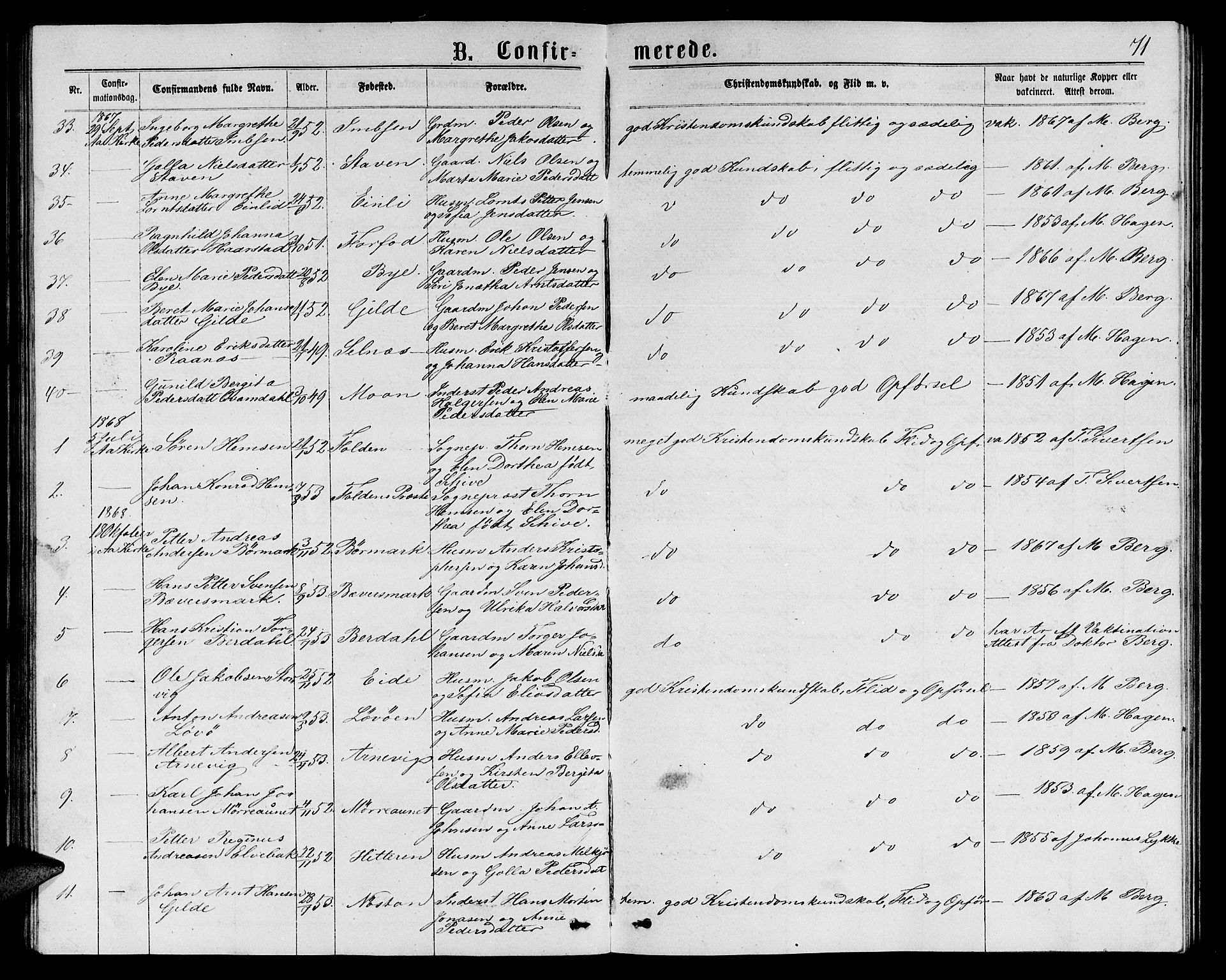 Ministerialprotokoller, klokkerbøker og fødselsregistre - Sør-Trøndelag, SAT/A-1456/655/L0686: Parish register (copy) no. 655C02, 1866-1879, p. 71