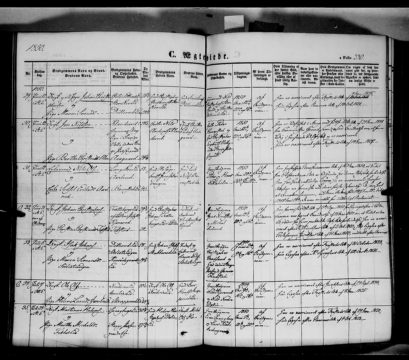 Stange prestekontor, SAH/PREST-002/K/L0011: Parish register (official) no. 11, 1846-1852, p. 230