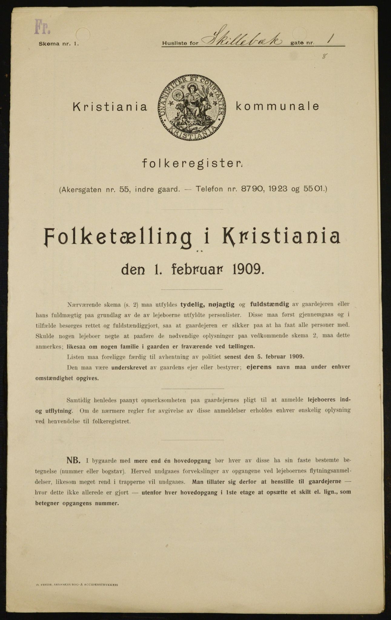 OBA, Municipal Census 1909 for Kristiania, 1909, p. 86485