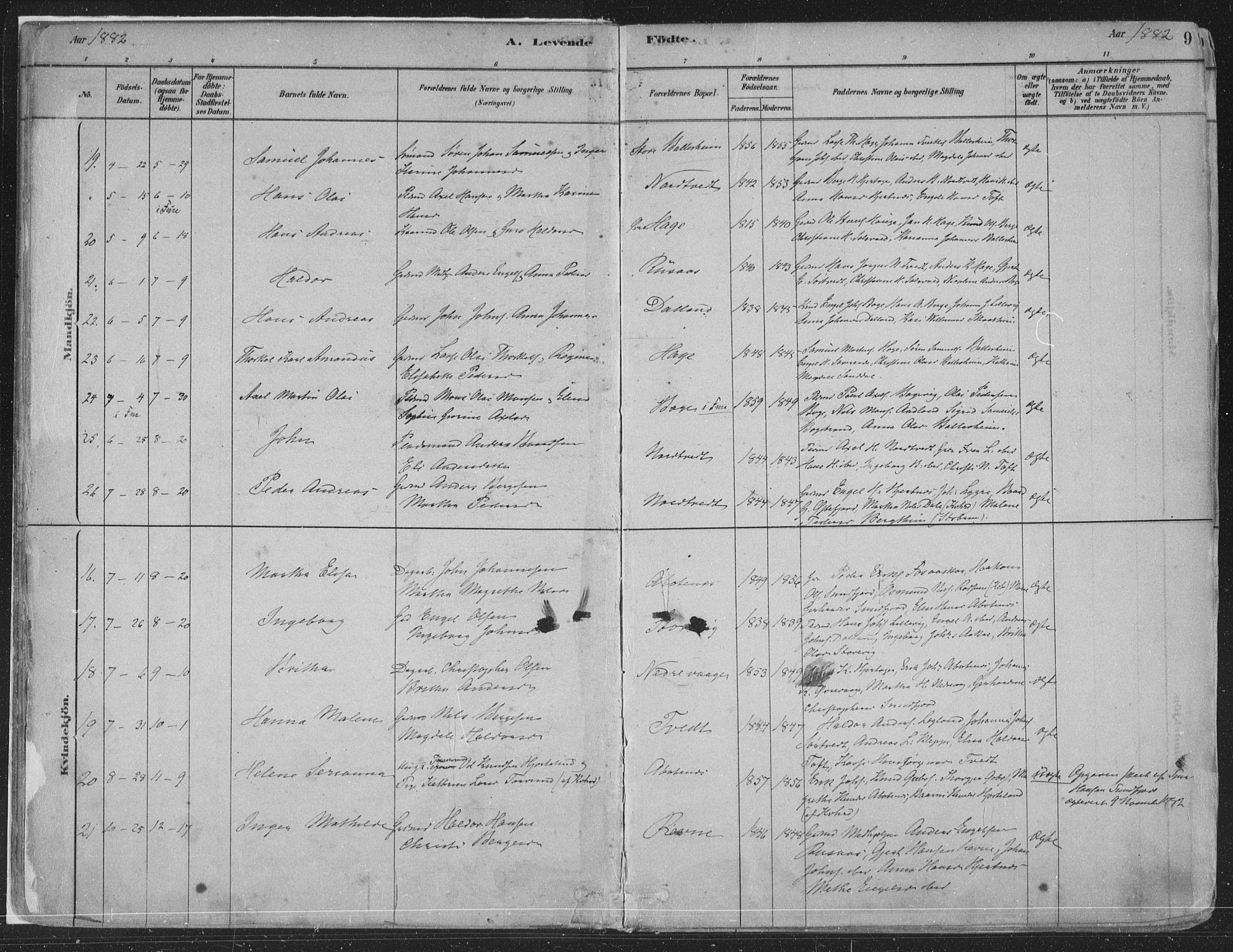 Fusa sokneprestembete, SAB/A-75401/H/Haa: Parish register (official) no. D 1, 1880-1938, p. 9