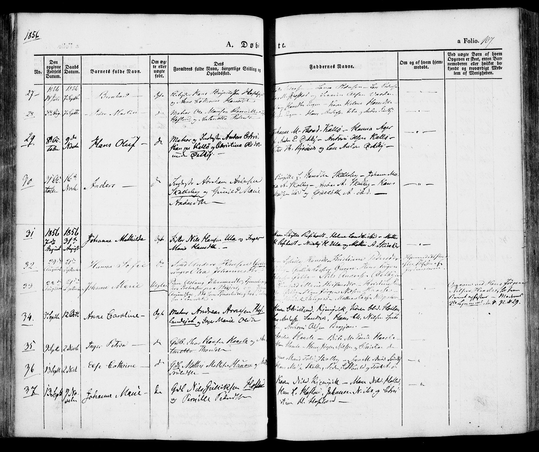 Tjølling kirkebøker, AV/SAKO-A-60/F/Fa/L0006: Parish register (official) no. 6, 1835-1859, p. 107