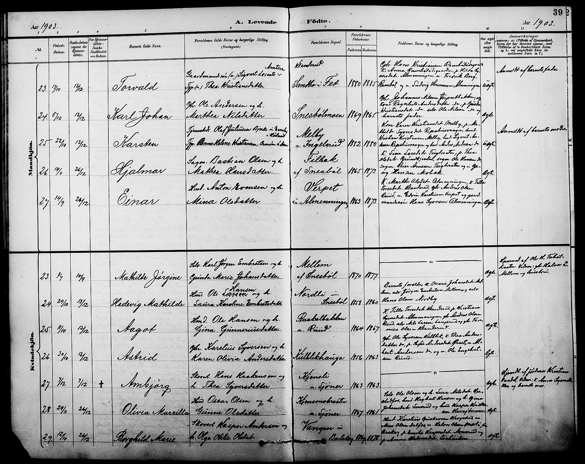 Eidskog prestekontor, AV/SAH-PREST-026/H/Ha/Hab/L0002: Parish register (copy) no. 2, 1895-1923, p. 39