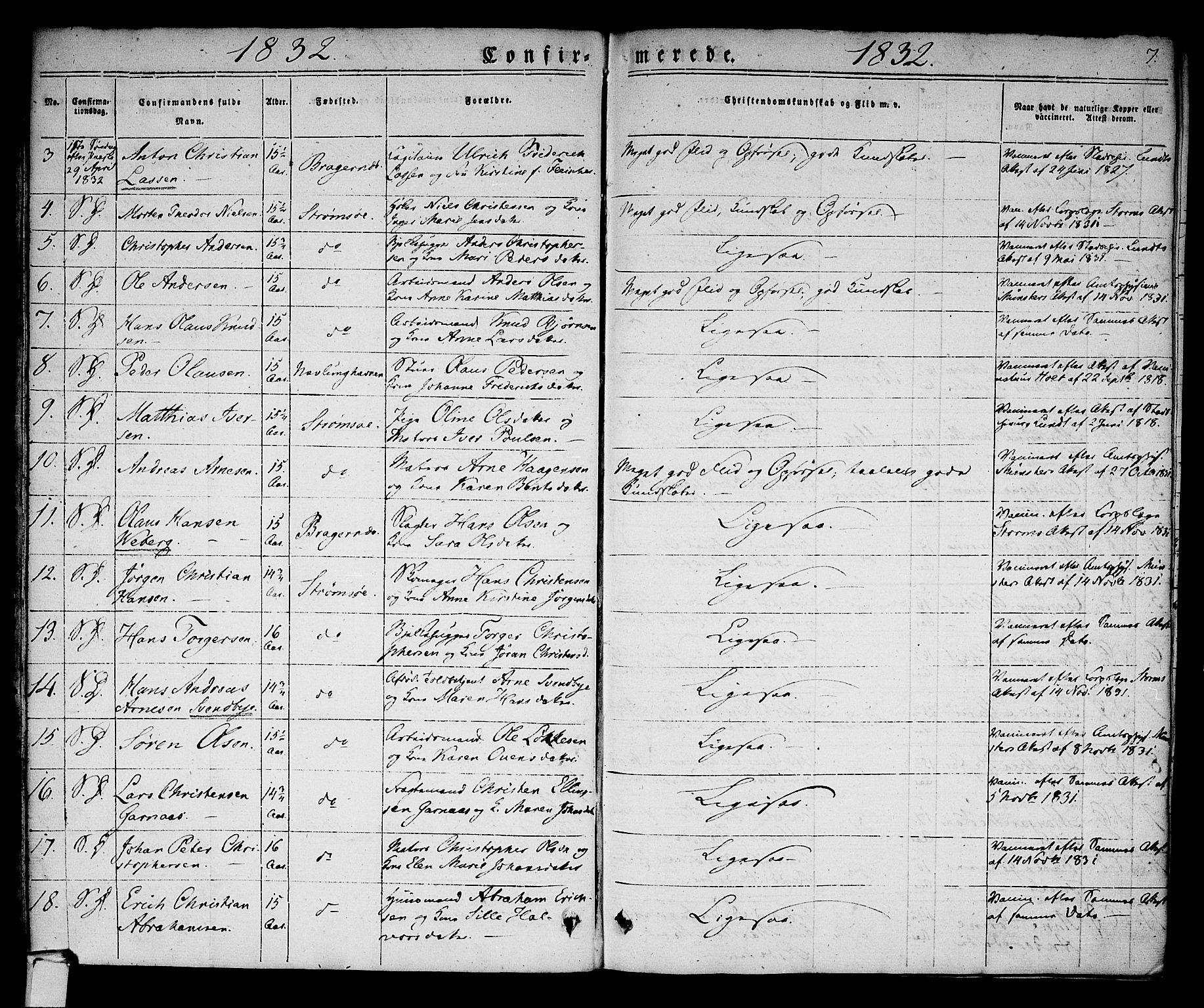 Strømsø kirkebøker, AV/SAKO-A-246/F/Fa/L0013: Parish register (official) no. I 13, 1830-1847, p. 7