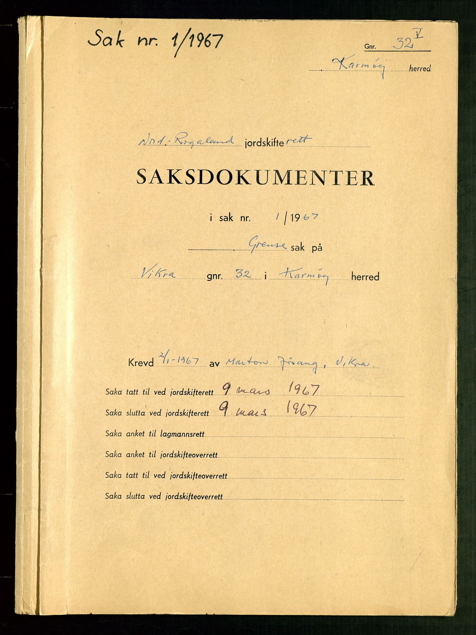 Nord-Rogaland jordskifterett, SAST/A-102427/Oc/L0008: Karmøy, 1955-1976, p. 27