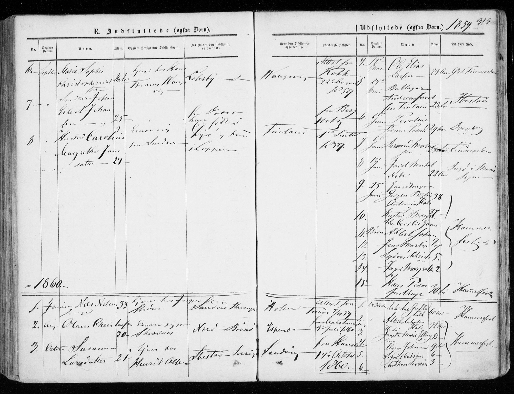 Tranøy sokneprestkontor, SATØ/S-1313/I/Ia/Iaa/L0007kirke: Parish register (official) no. 7, 1856-1866, p. 318