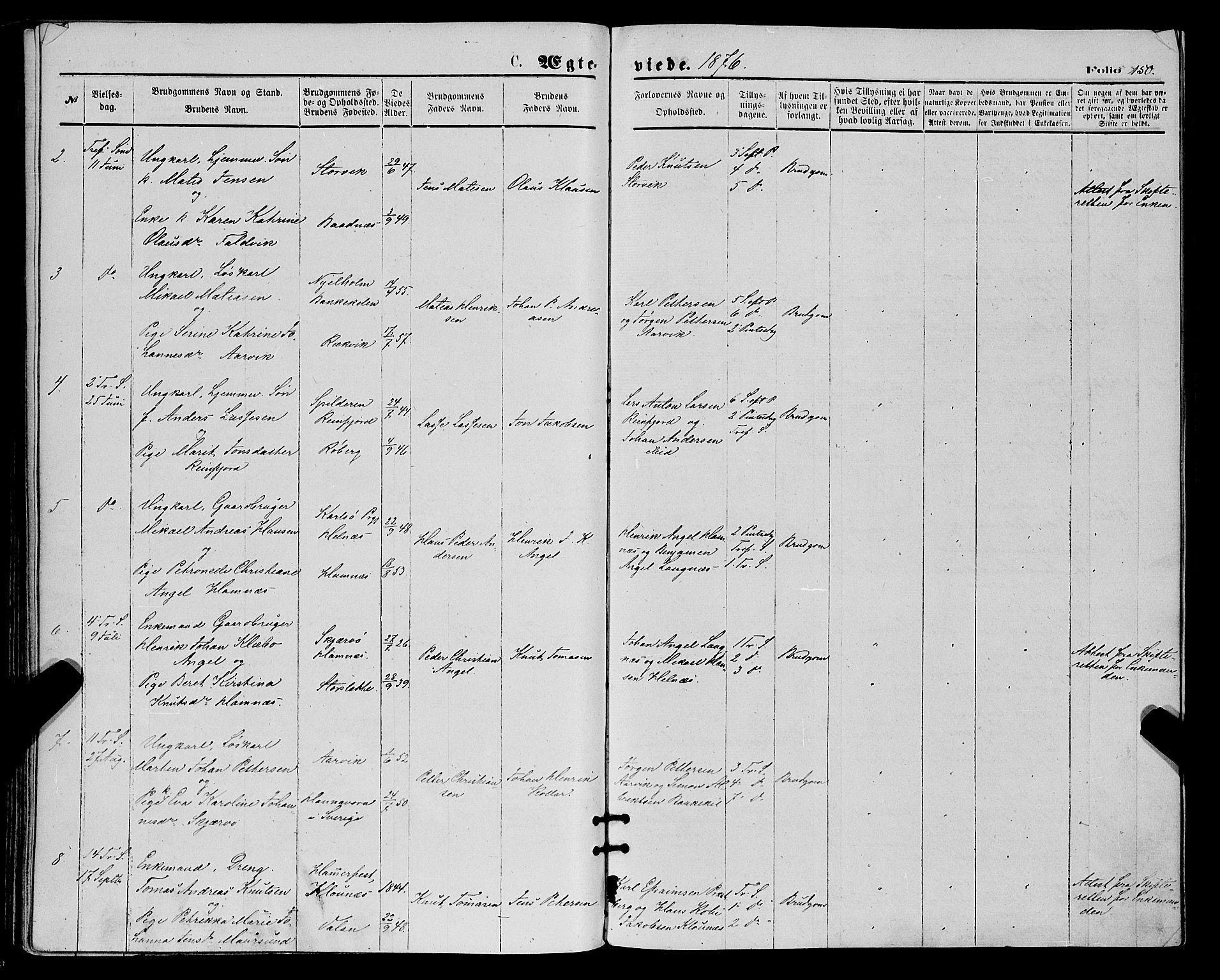 Skjervøy sokneprestkontor, SATØ/S-1300/H/Ha/Haa/L0008kirke: Parish register (official) no. 8, 1871-1877, p. 150