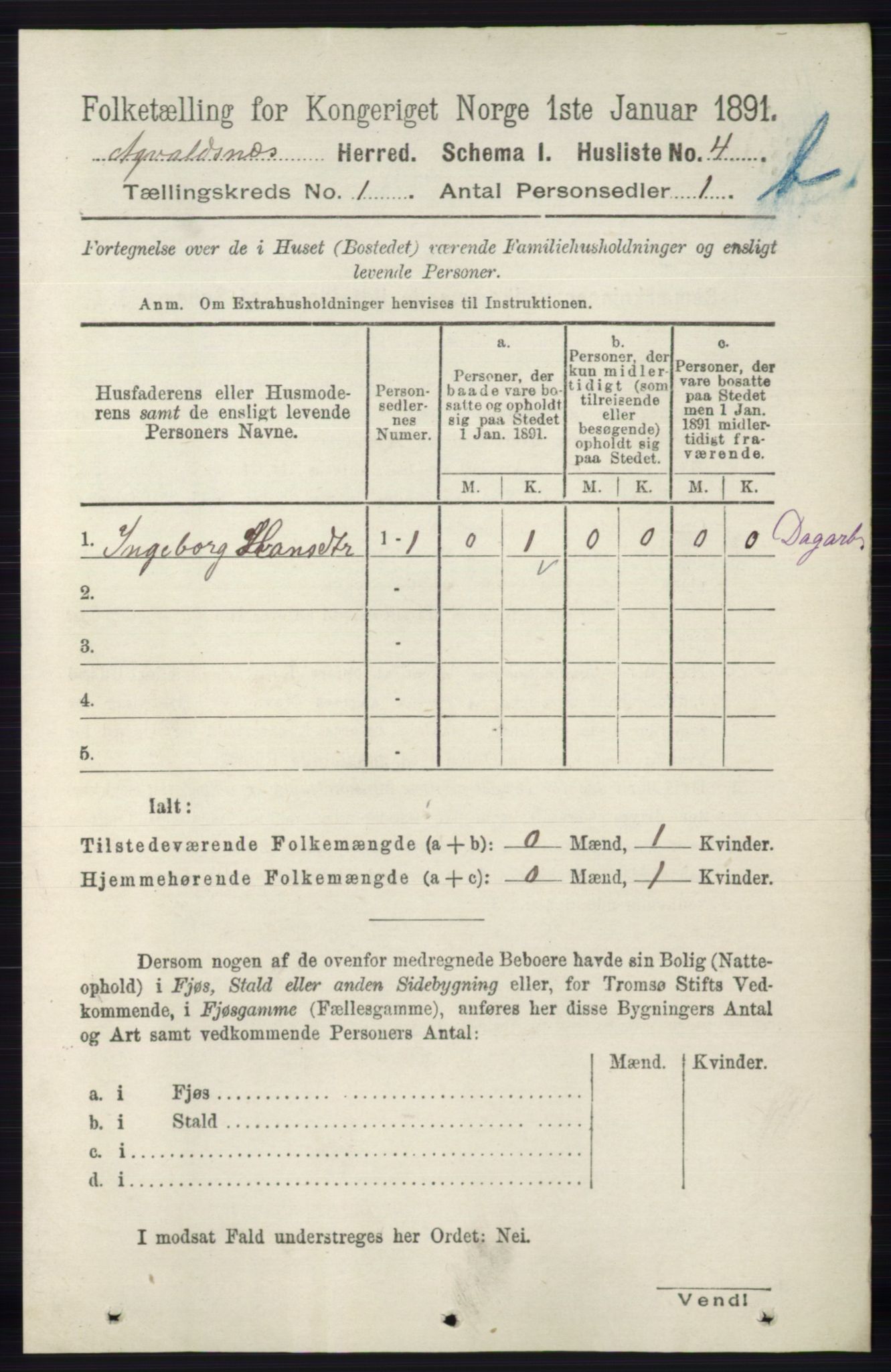 RA, 1891 census for 1147 Avaldsnes, 1891, p. 1132