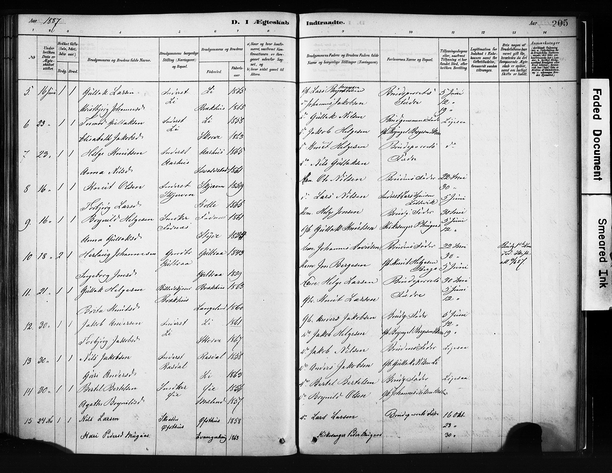 Evanger sokneprestembete, SAB/A-99924: Parish register (official) no. A 1, 1877-1899, p. 205