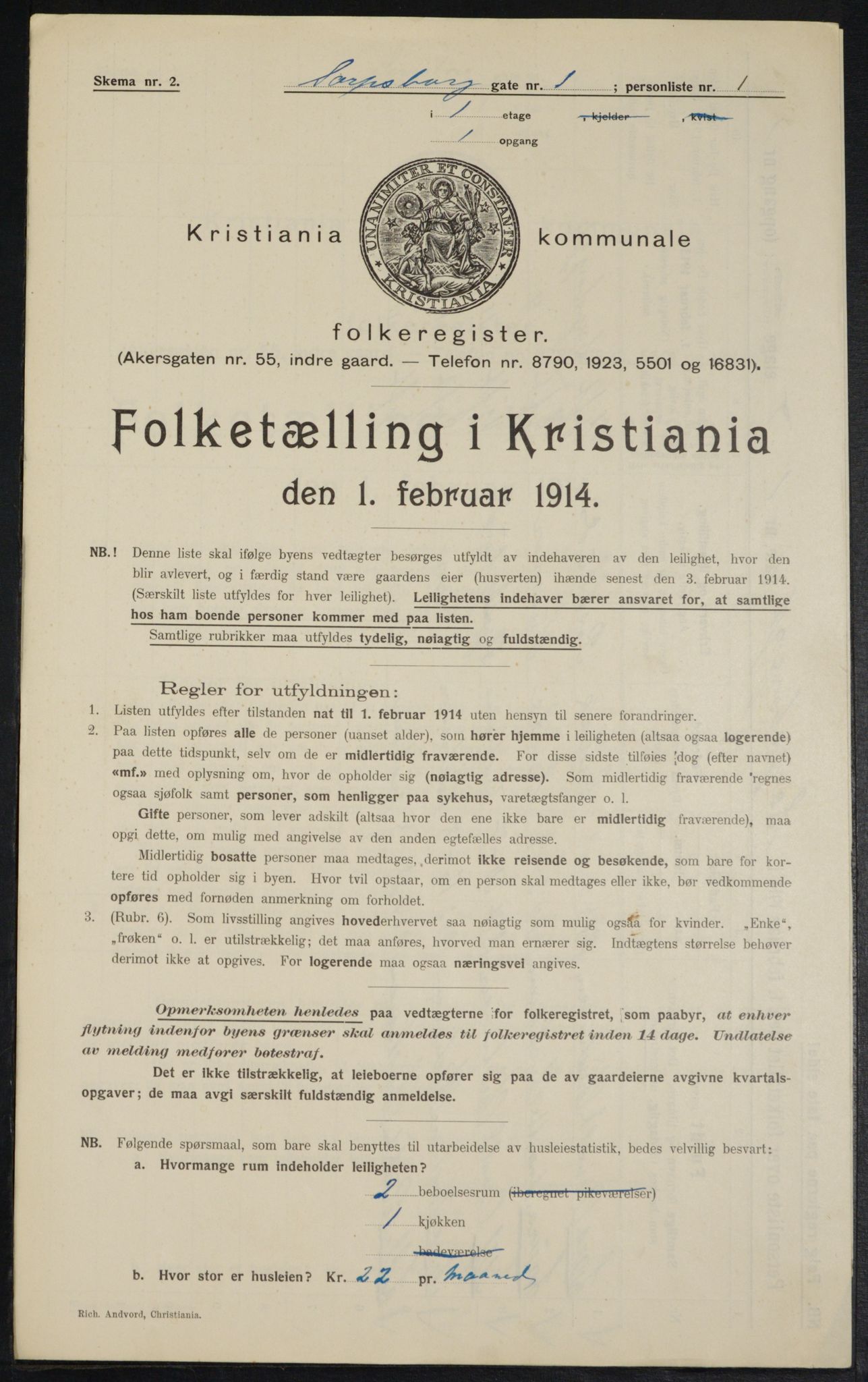 OBA, Municipal Census 1914 for Kristiania, 1914, p. 88945