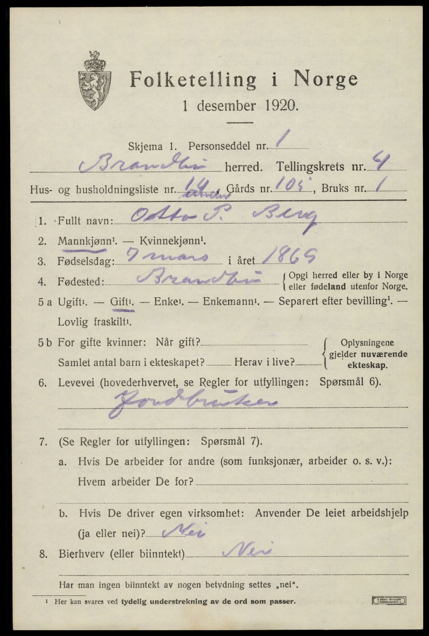 SAH, 1920 census for Brandbu, 1920, p. 10759