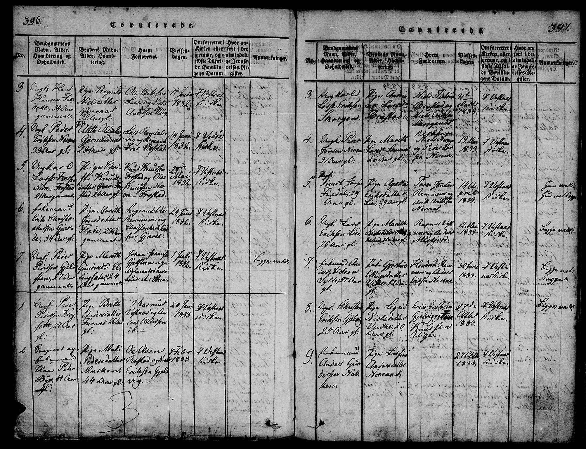 Ministerialprotokoller, klokkerbøker og fødselsregistre - Møre og Romsdal, AV/SAT-A-1454/539/L0528: Parish register (official) no. 539A01, 1818-1847, p. 396-397