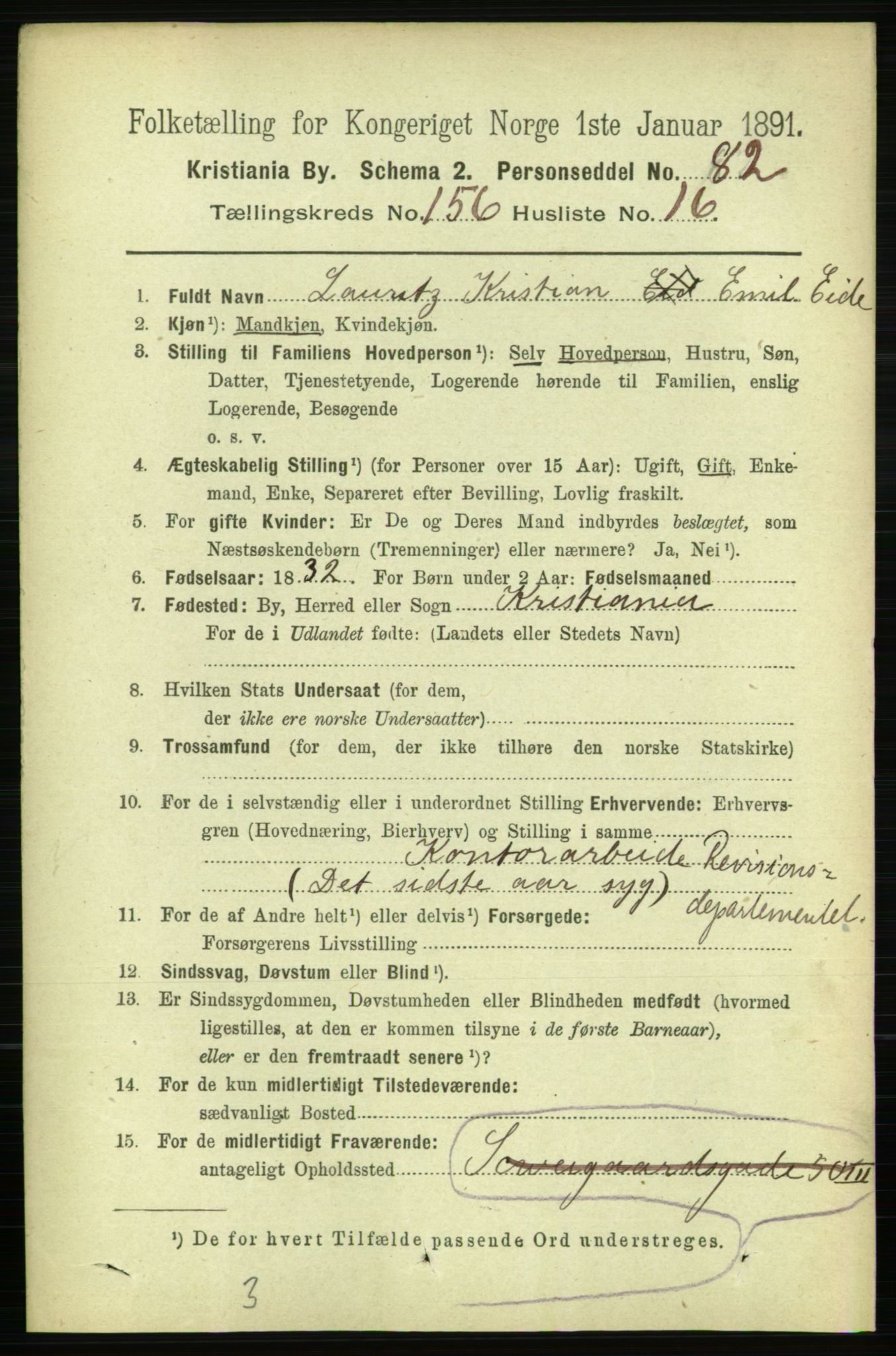 RA, 1891 census for 0301 Kristiania, 1891, p. 89164