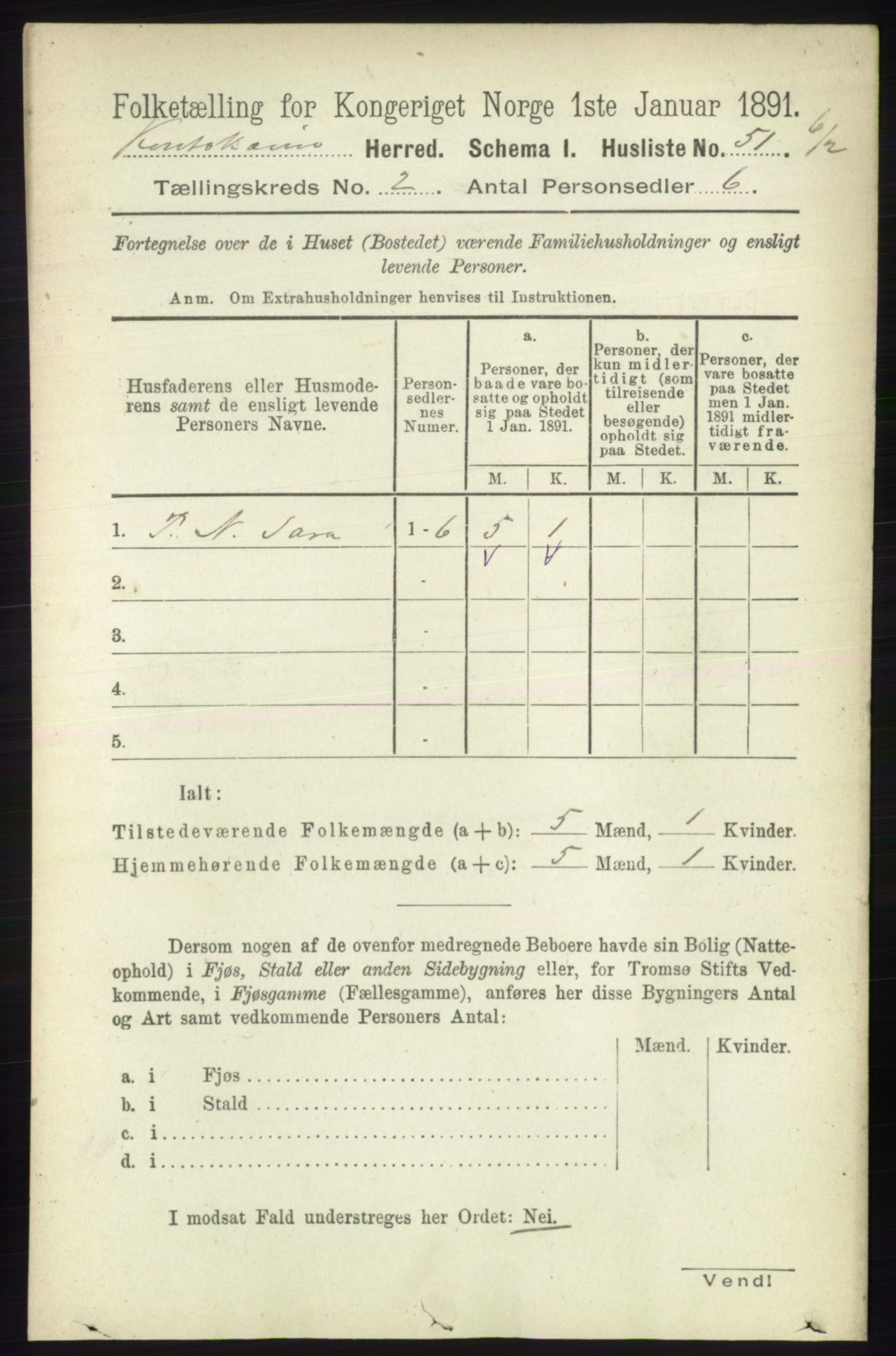 RA, 1891 census for 2011 Kautokeino, 1891, p. 315