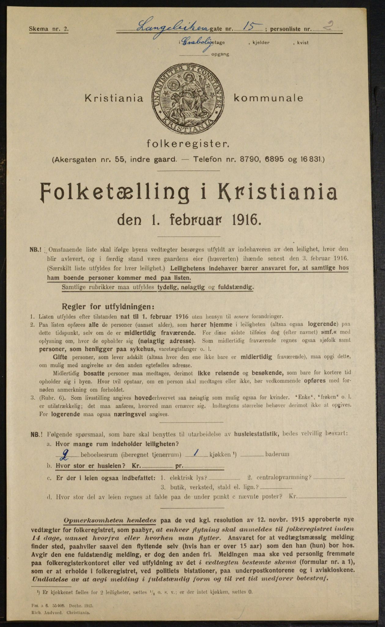 OBA, Municipal Census 1916 for Kristiania, 1916, p. 58372