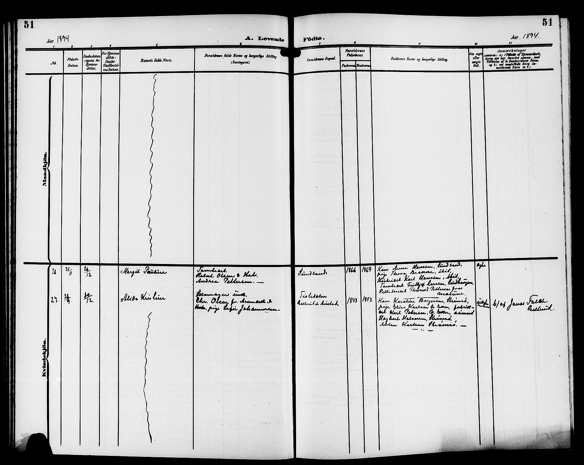 Strømsgodset kirkebøker, AV/SAKO-A-324/G/Ga/L0002: Parish register (copy) no. 2, 1885-1910, p. 51