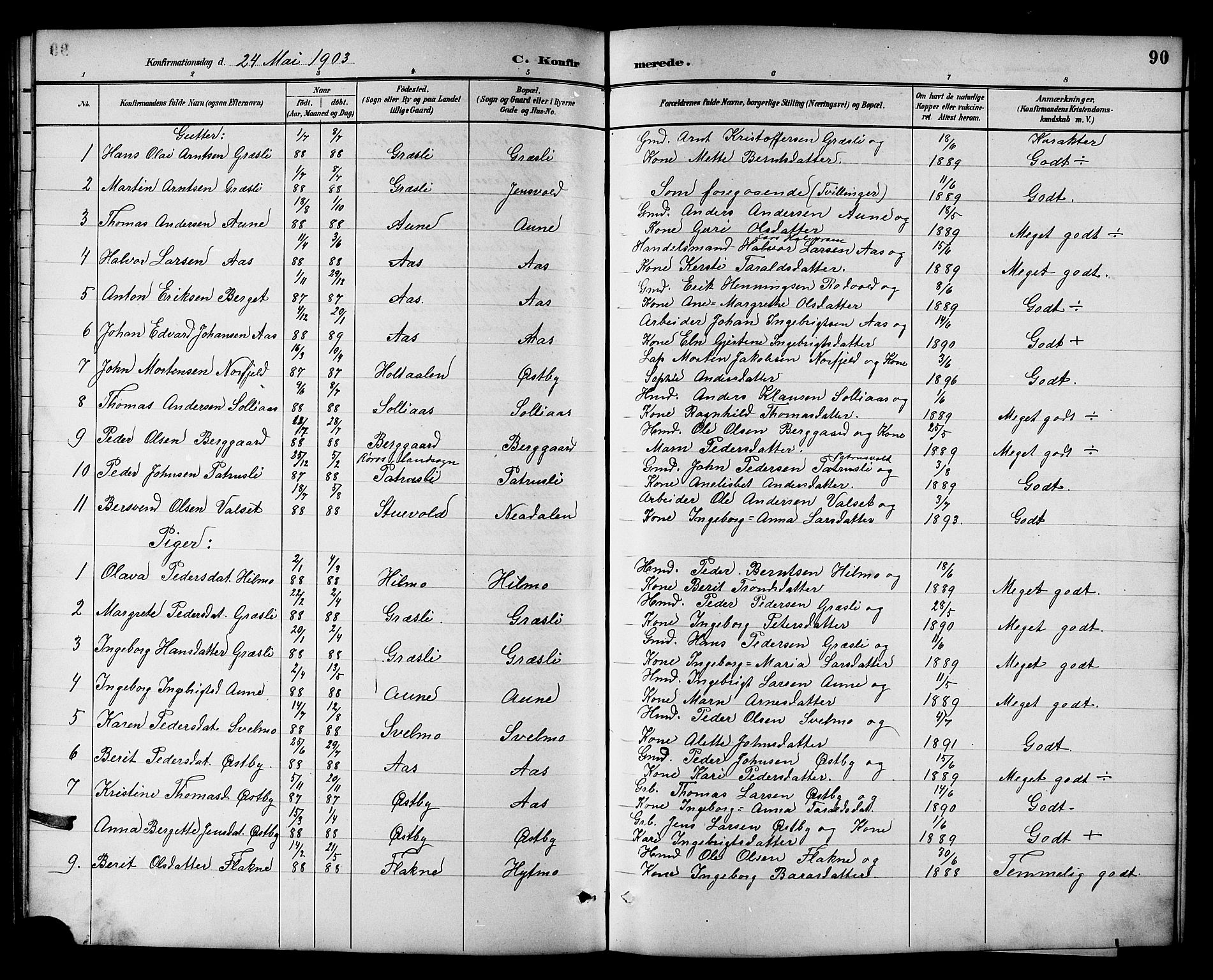 Ministerialprotokoller, klokkerbøker og fødselsregistre - Sør-Trøndelag, SAT/A-1456/698/L1167: Parish register (copy) no. 698C04, 1888-1907, p. 90