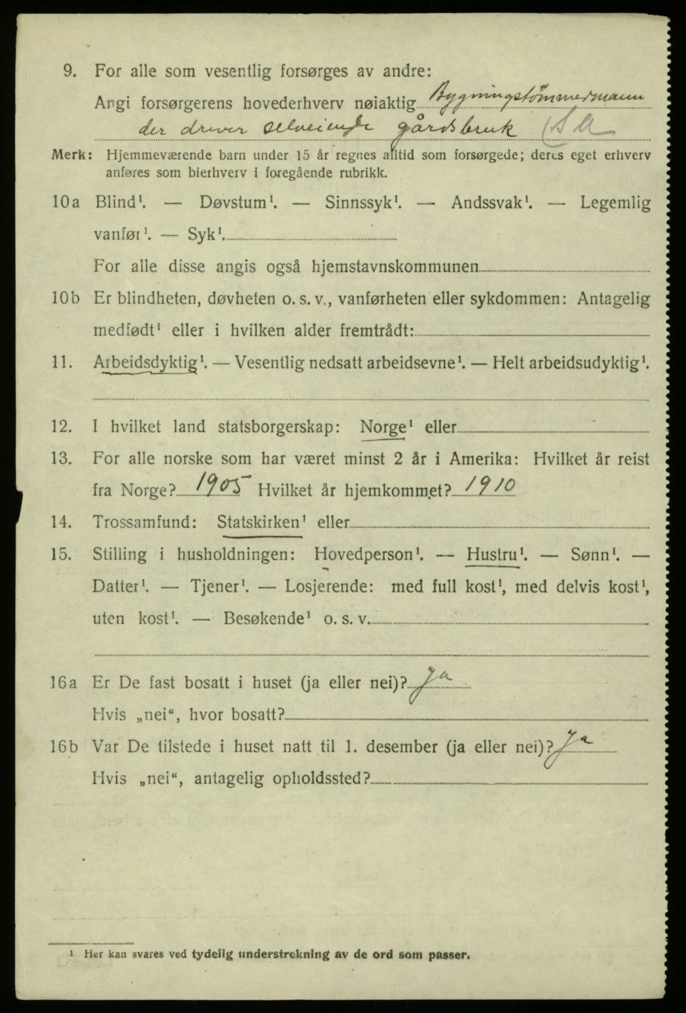 SAB, 1920 census for Hosanger, 1920, p. 3352