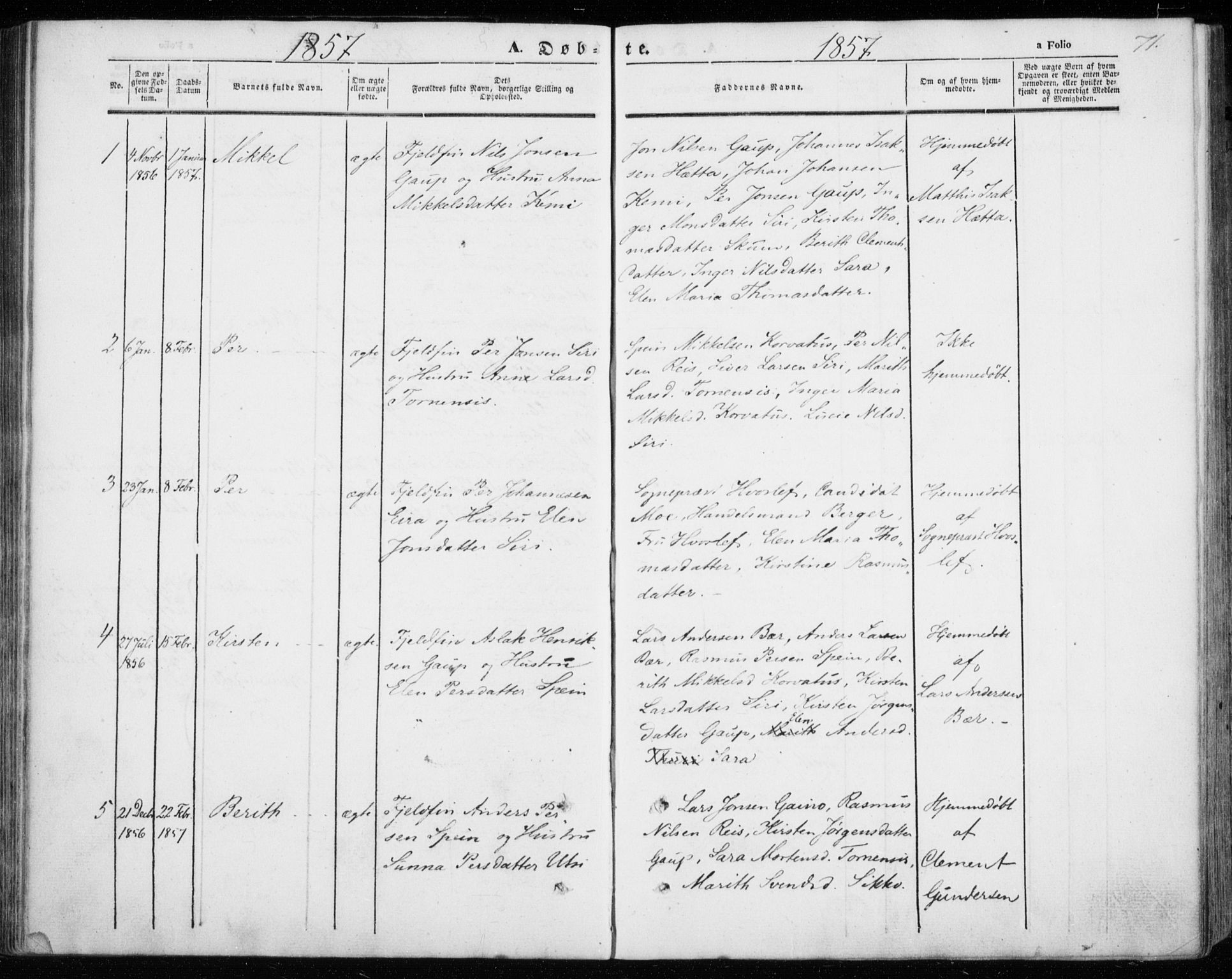 Kautokeino sokneprestembete, SATØ/S-1340/H/Ha/L0002.kirke: Parish register (official) no. 2, 1843-1861, p. 71