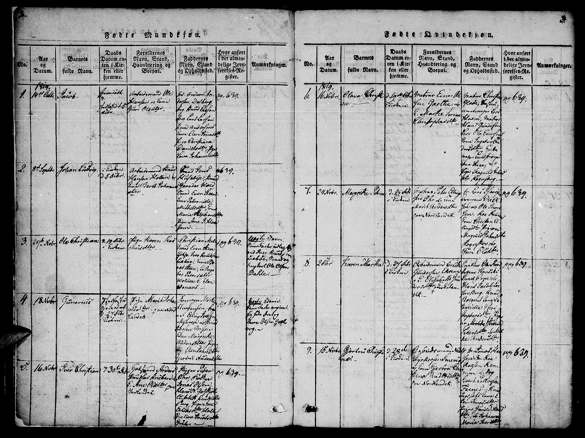 Ministerialprotokoller, klokkerbøker og fødselsregistre - Møre og Romsdal, AV/SAT-A-1454/572/L0842: Parish register (official) no. 572A05, 1819-1832, p. 2-3