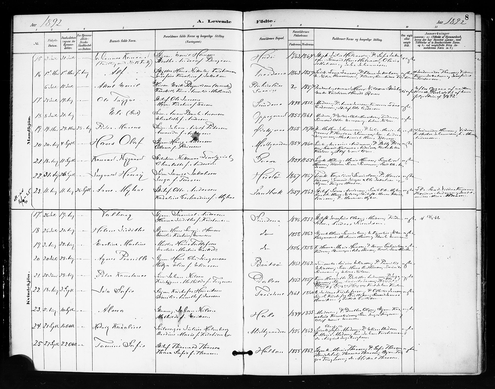 Tjøme kirkebøker, AV/SAKO-A-328/F/Fa/L0003: Parish register (official) no. I 3, 1891-1900, p. 8