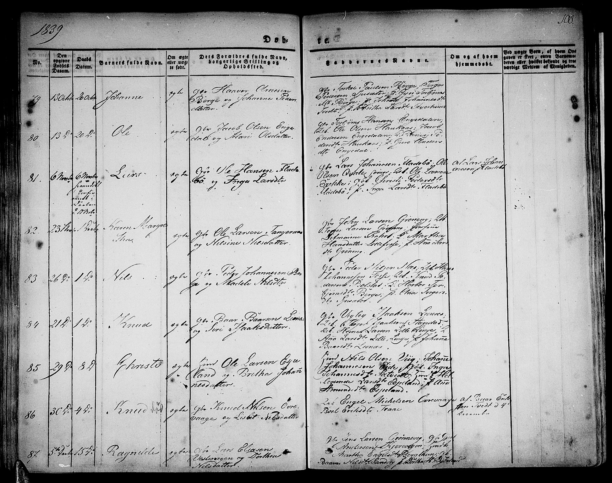 Strandebarm sokneprestembete, SAB/A-78401/H/Haa: Parish register (official) no. A 6, 1826-1843, p. 108