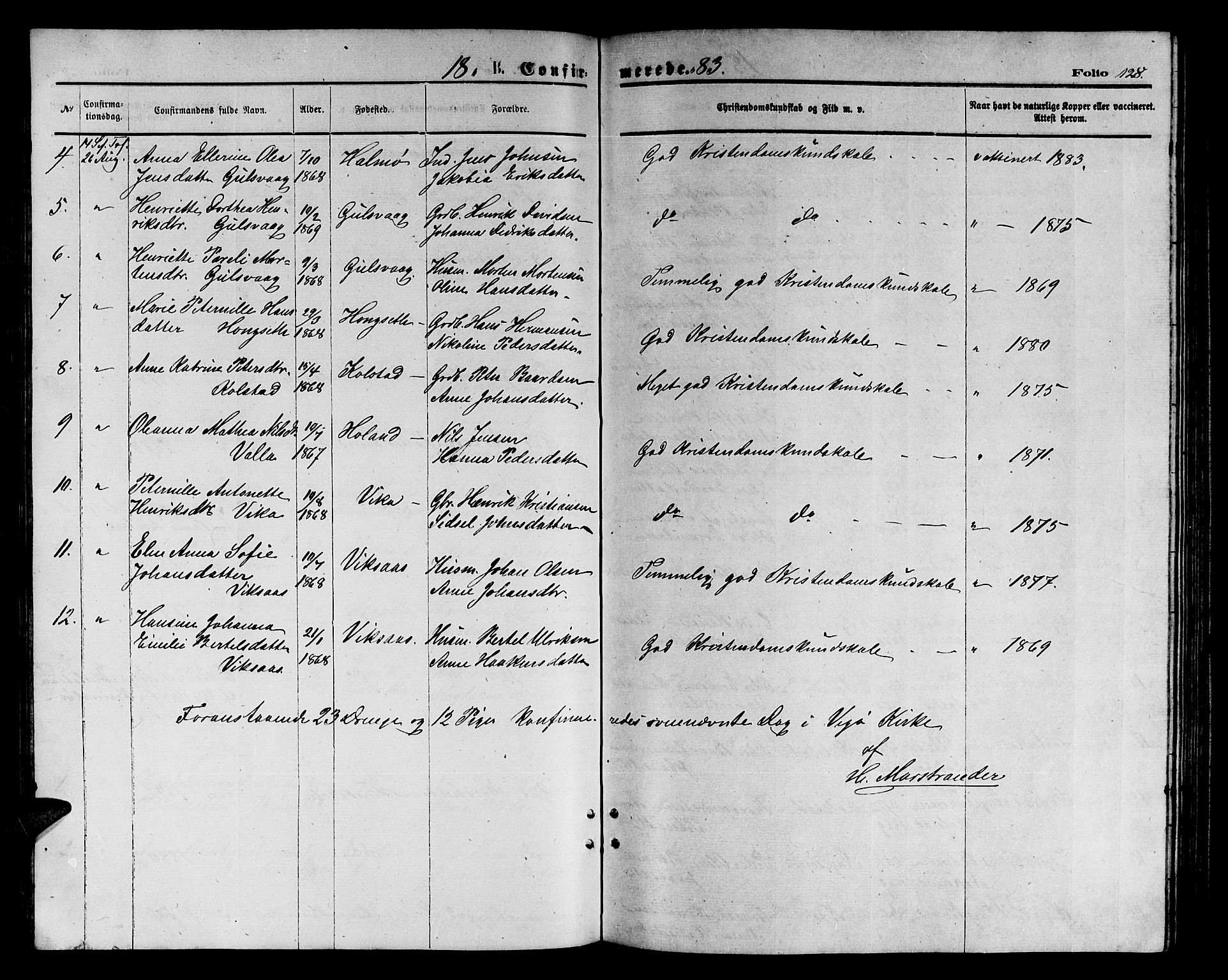 Ministerialprotokoller, klokkerbøker og fødselsregistre - Nordland, AV/SAT-A-1459/816/L0252: Parish register (copy) no. 816C02, 1871-1885, p. 128