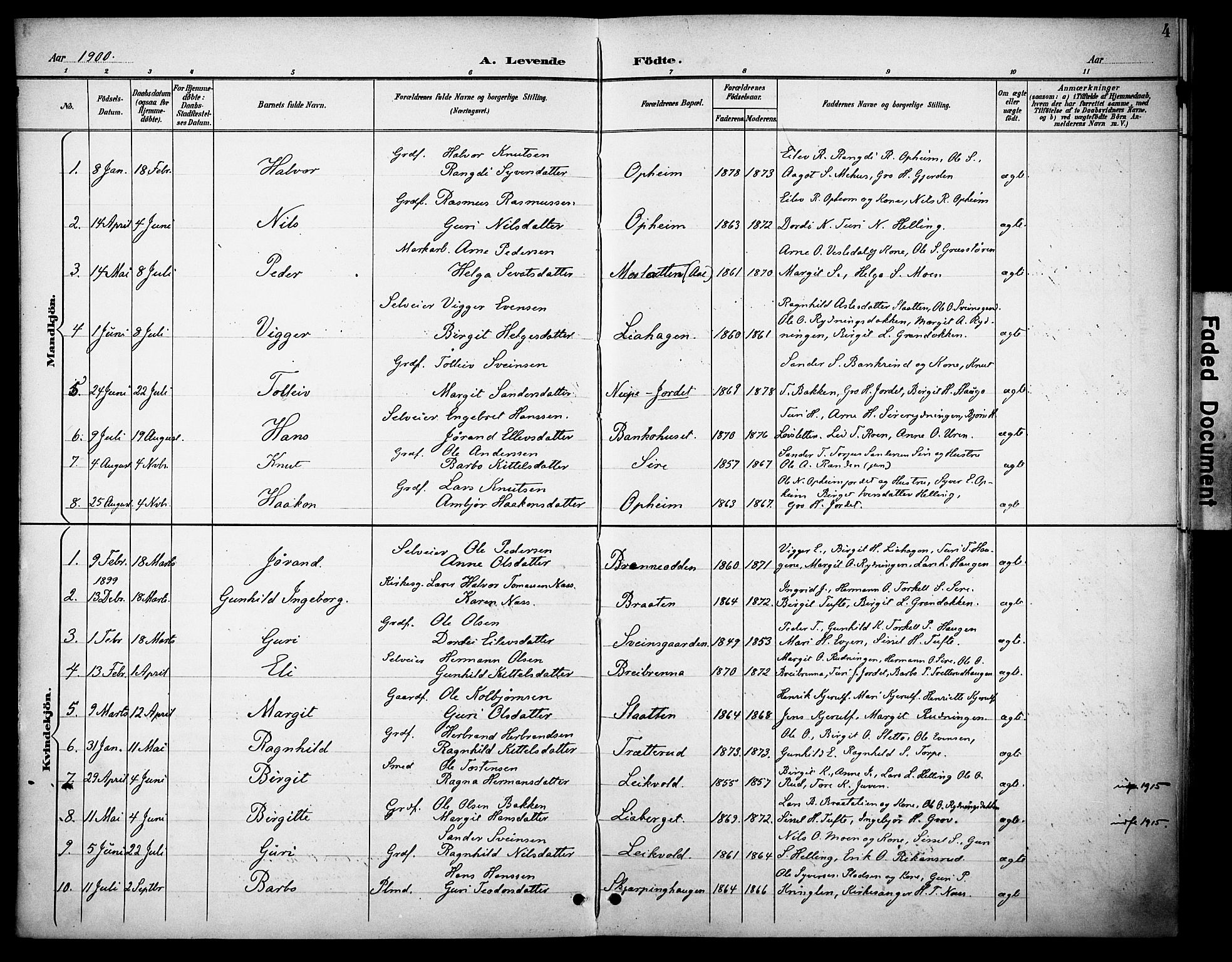 Ål kirkebøker, AV/SAKO-A-249/F/Fb/L0002: Parish register (official) no. II 2, 1900-1933, p. 4