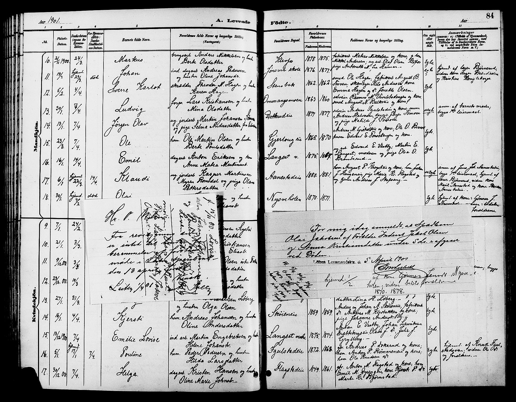 Løten prestekontor, AV/SAH-PREST-022/L/La/L0006: Parish register (copy) no. 6, 1892-1909, p. 84